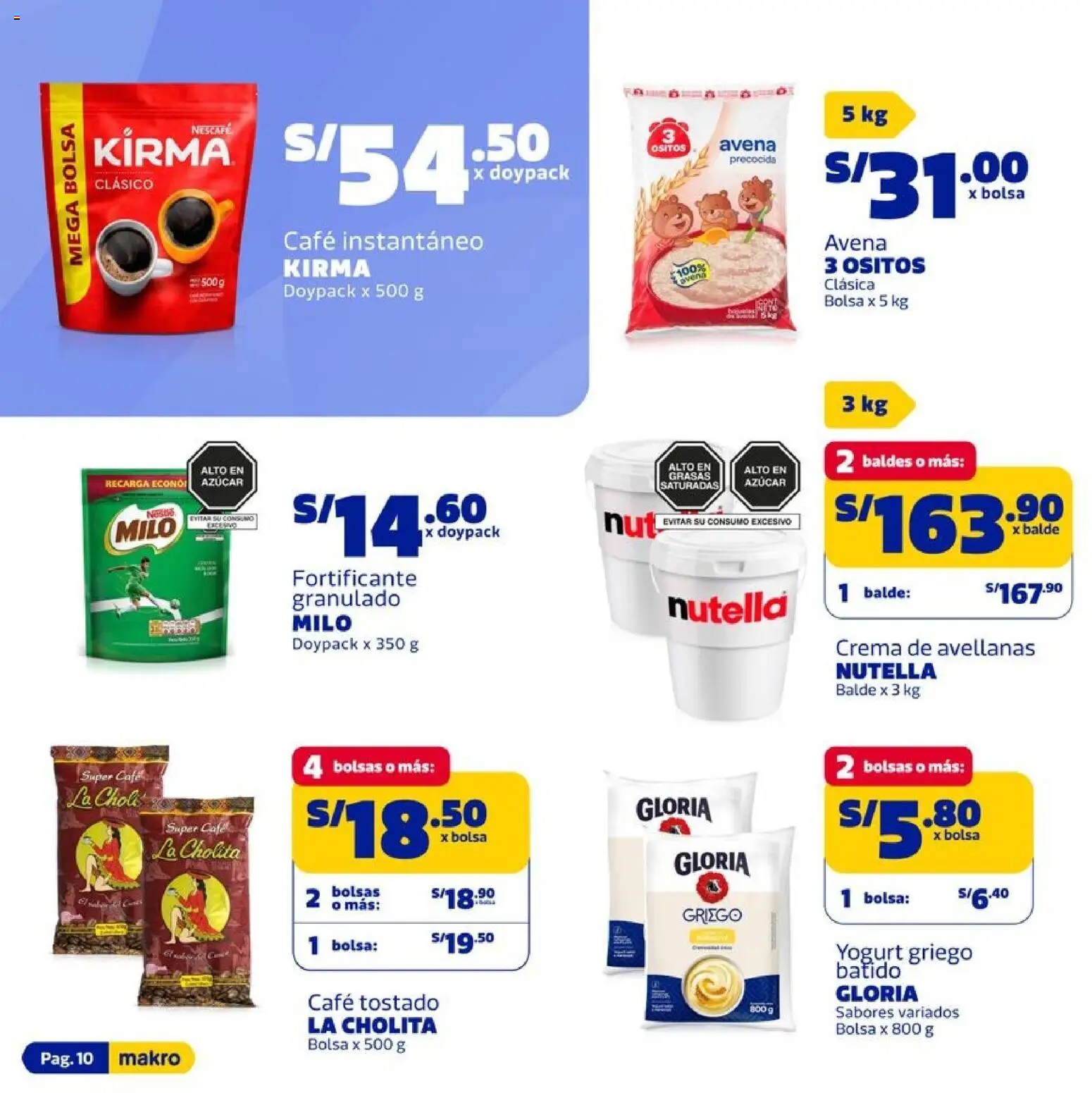 Catálogo Makro válido desde 26.02.2026 | Página: 10 | Productos: Yogurt, Café, Crema, Avena