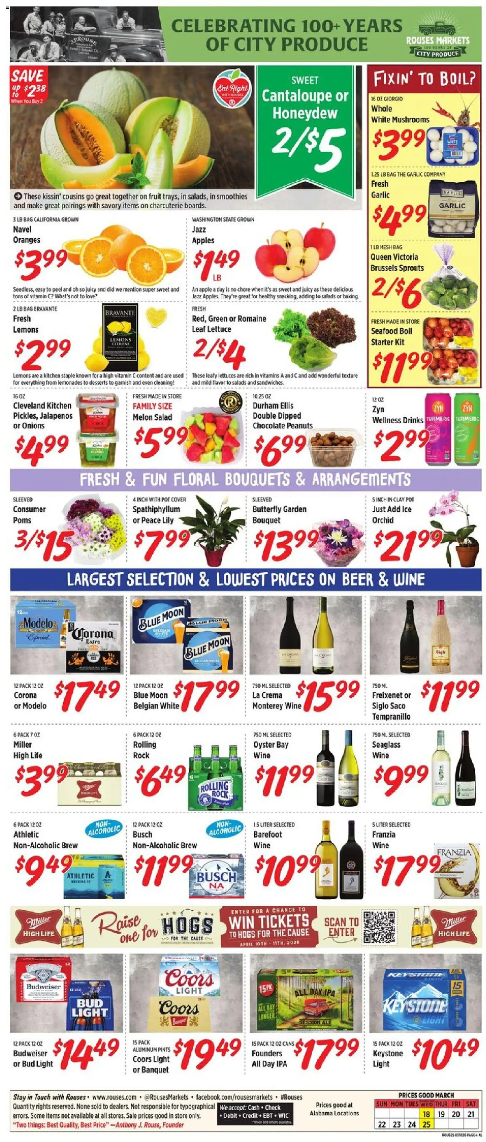 Rouses Weekly Ad - AL - valid from 18.03.2026 | Page: 6 | Products: Brussels Sprouts, Apples, Garlic, Melon