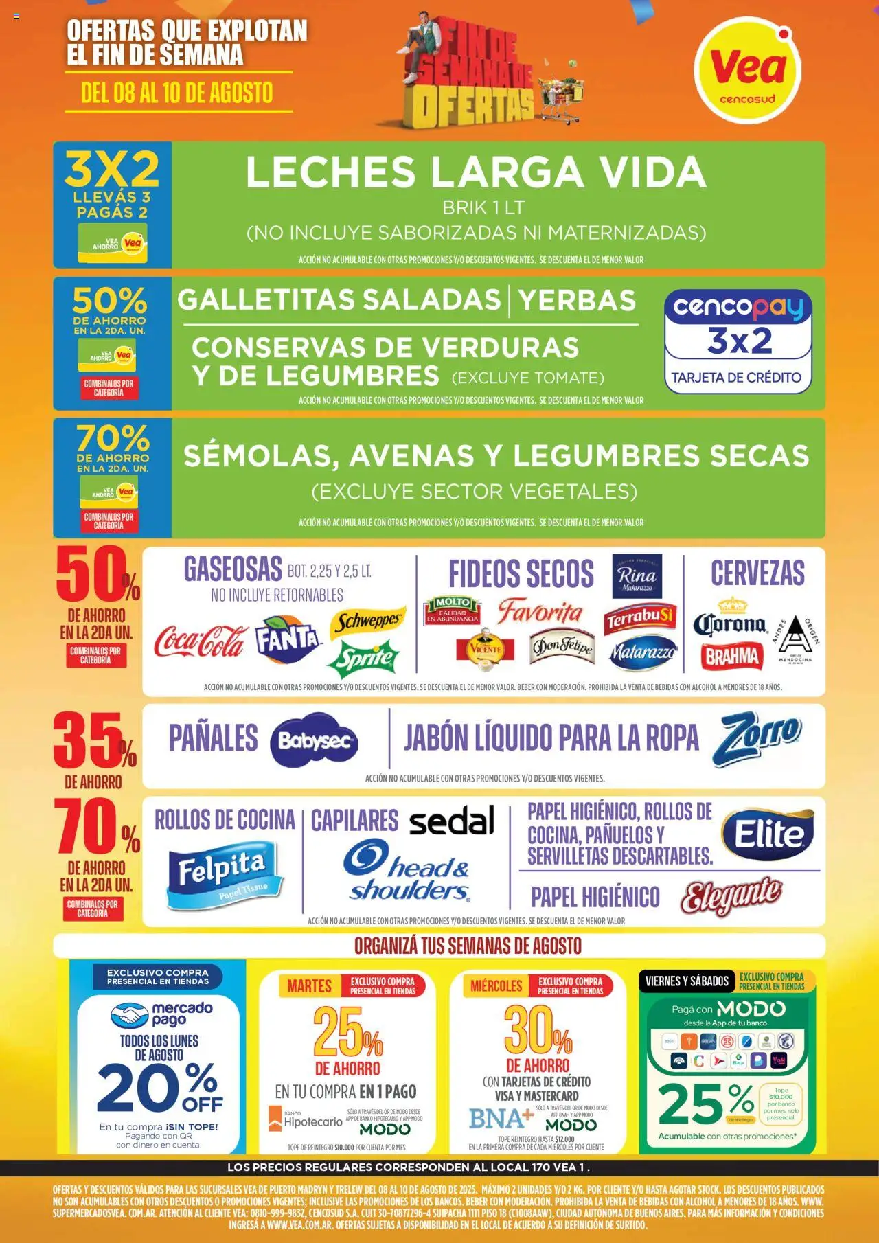 Vea - Ofertas fin de semana - Chubut │ válido desde el 08.08.2025 | Página: 1 | Productos: Cocina, Banco, Galletitas, Pañales