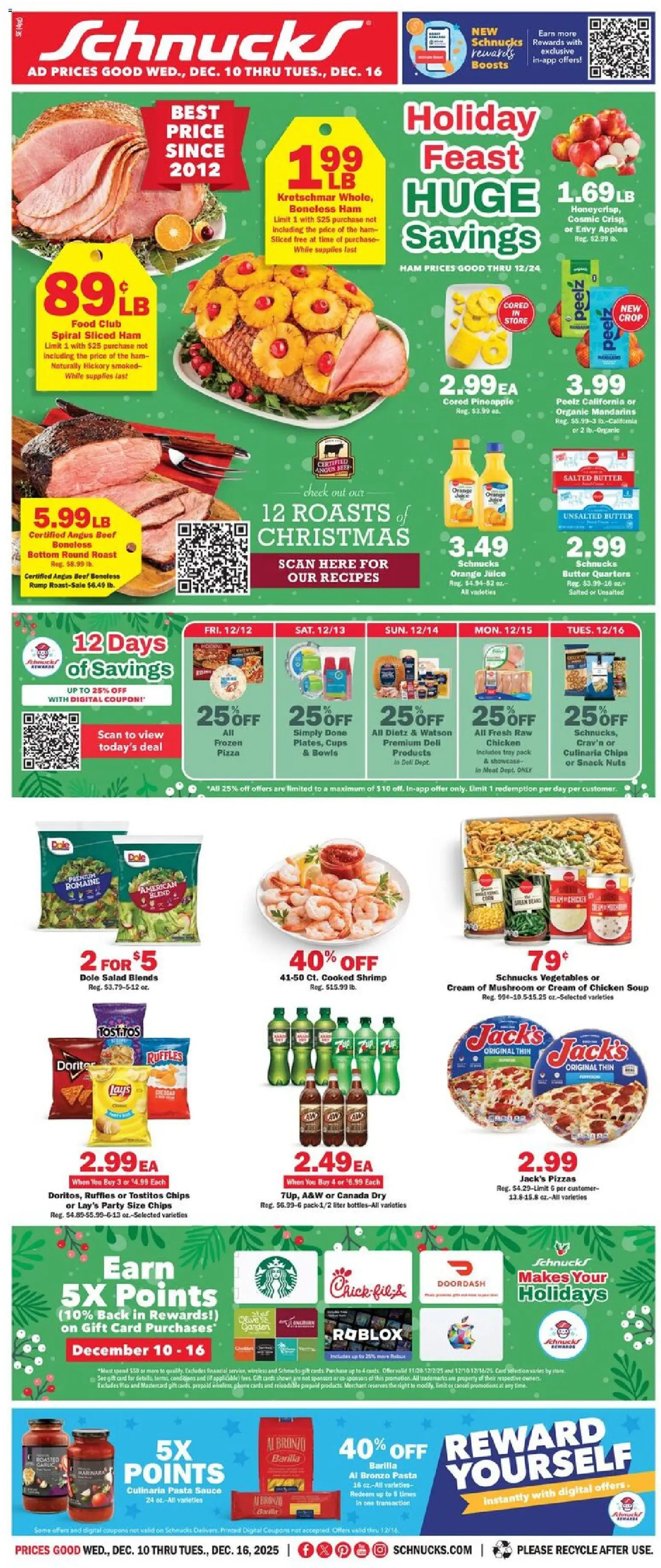 Schnucks Weekly Print Ad - IN - valid from 10.12.2025 | Page: 1 | Products: Butter, Juice, Salad, Vegetables