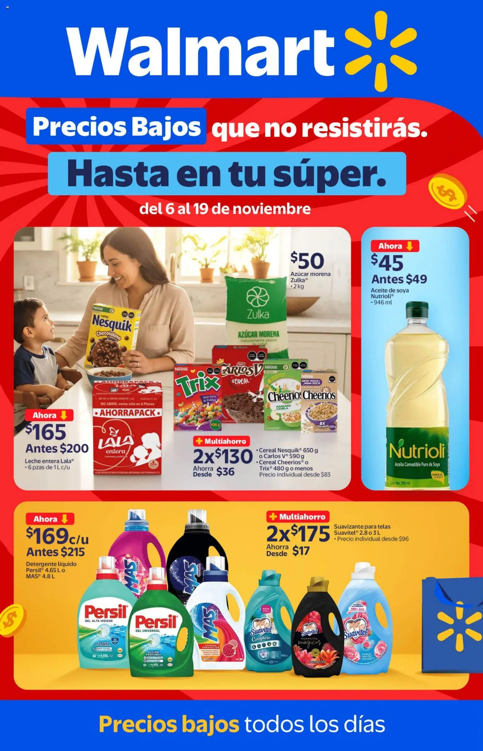 Nuevas ofertas de Walmart válidas en toda la República Mexicana desde el 06.11.2025. ¡Encuentra las mejores ofertas en Walmart folleto Hasta en tu súper! | Página: 1 | Productos: Detergente, Manzana, Leche, Aceite