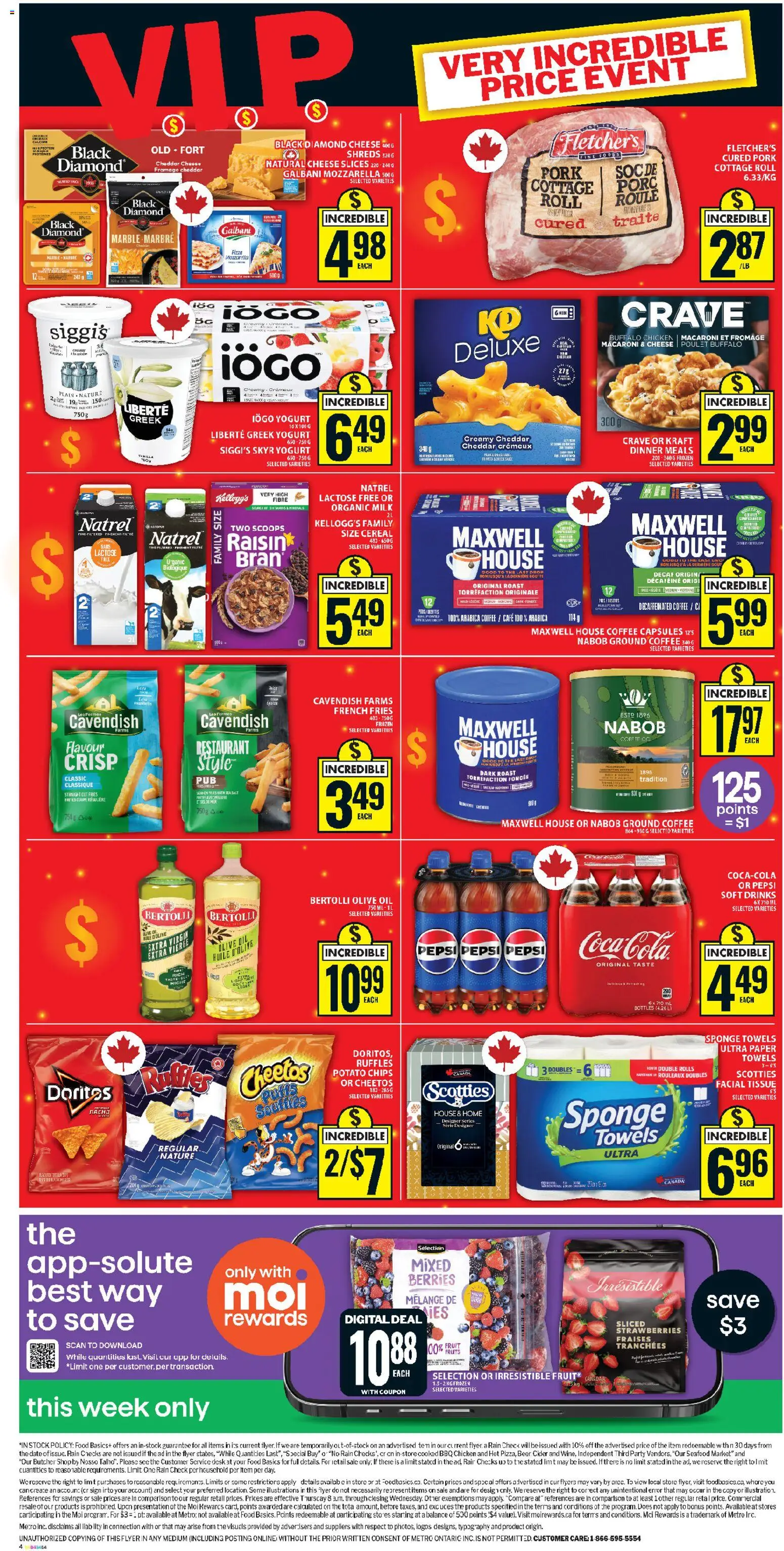 Food Basics flyer valid from 08.01.2026 | Page: 3 | Products: Chips, Milk, Chicken, Pork