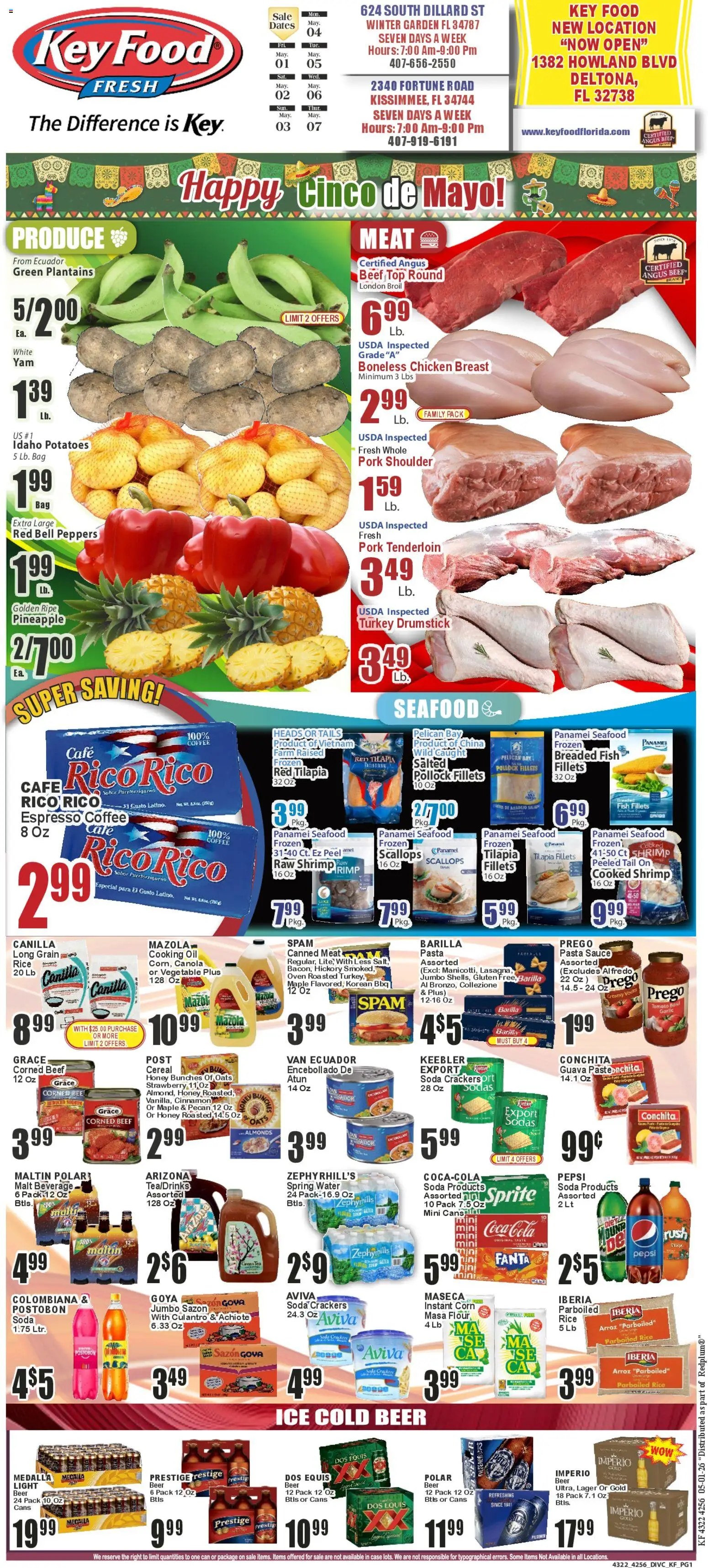 Key Food Weekly Ad - valid from 01.05.2026 | Page: 1 | Products: Corn, Peppers, Coffee, Pork