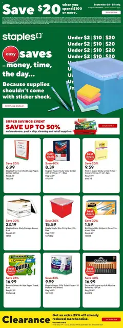 Preview of Staples weekly flyer / circulaire from shop Staples valid from 26.09.2025