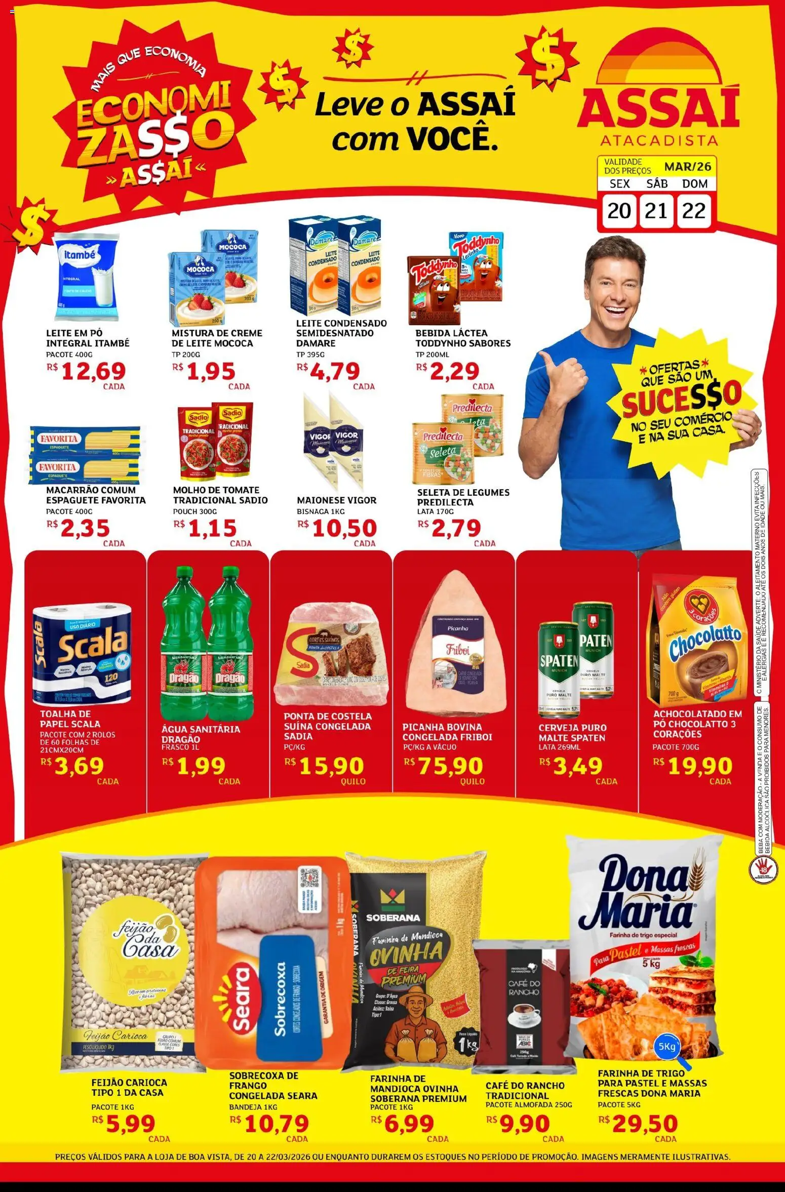 Assaí Atacadista Folheto - válido de 20.03.2026 | Página: 1 | Produtos: Maionese vigor, Mandioca, Farinha de trigo, Cerveja