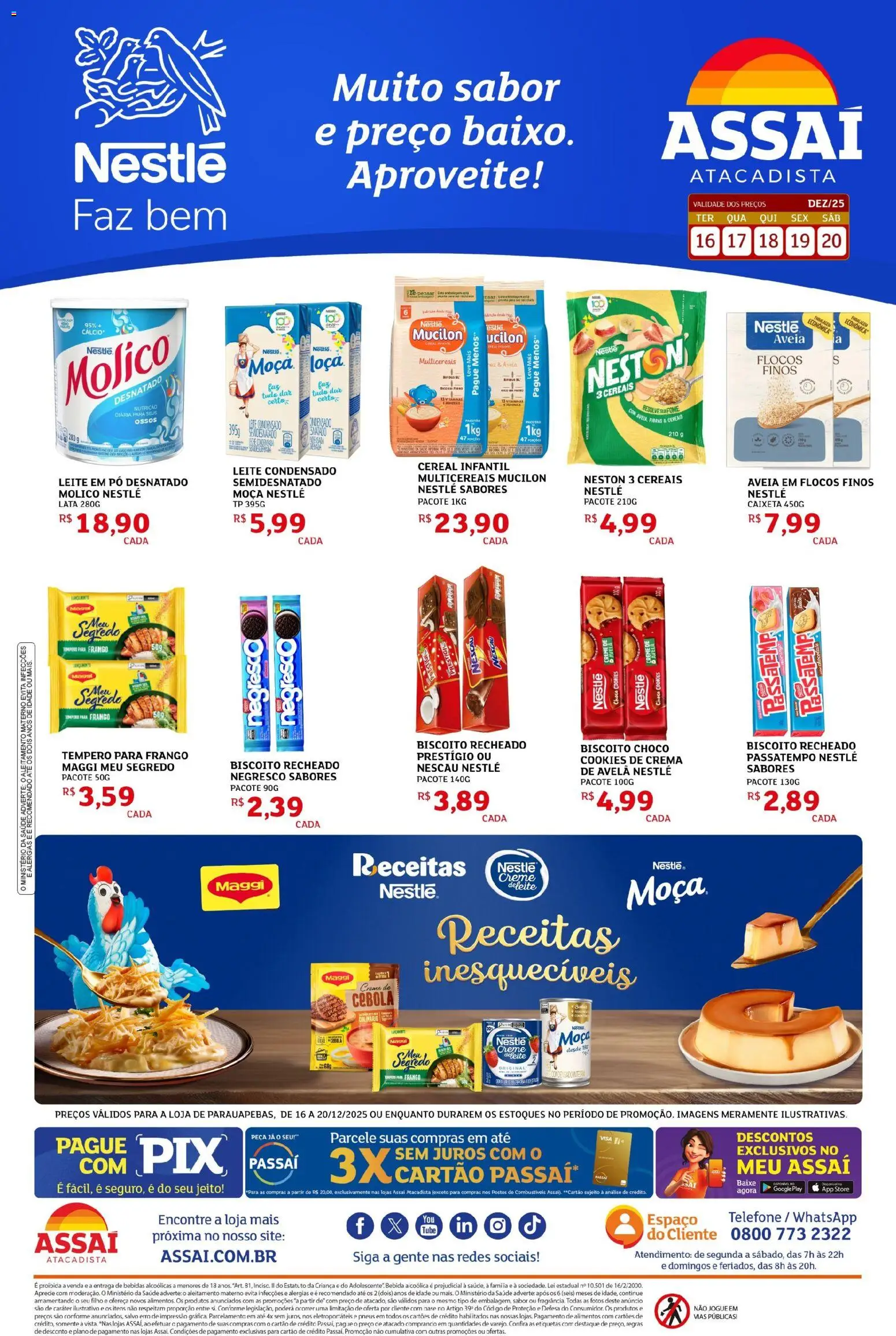 Assaí Atacadista Folheto - válido de 16.12.2025 | Página: 1 | Produtos: Pó, Aveia, Frango, Leite condensado