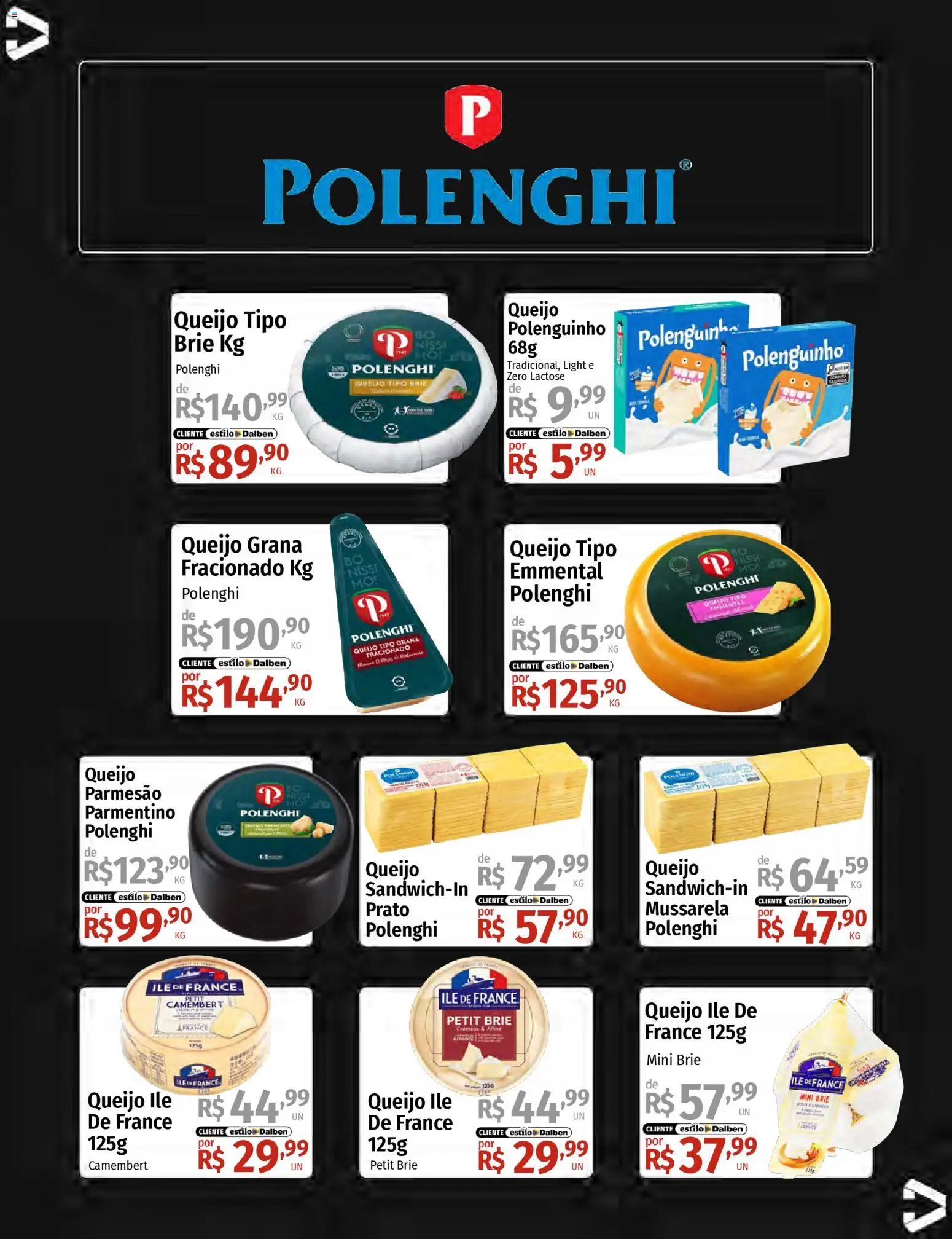 Supermercado Dalben Folheto - válido de 14.01.2026 | Página: 21 | Produtos: Parmesão, Brie, Camembert, Queijo parmesão