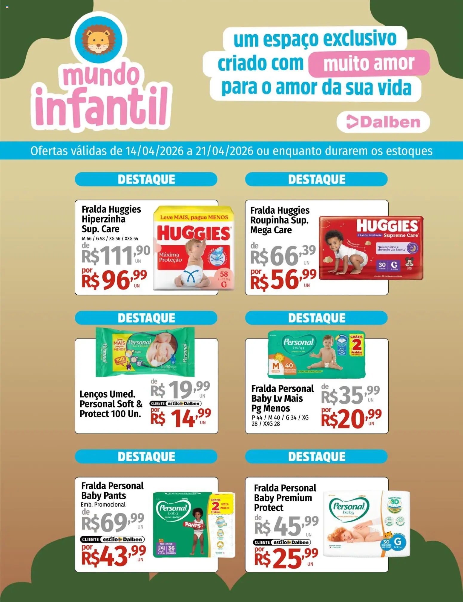 Supermercado Dalben Folheto - válido de 14.04.2026 | Página: 1 | Produtos: Fraldas