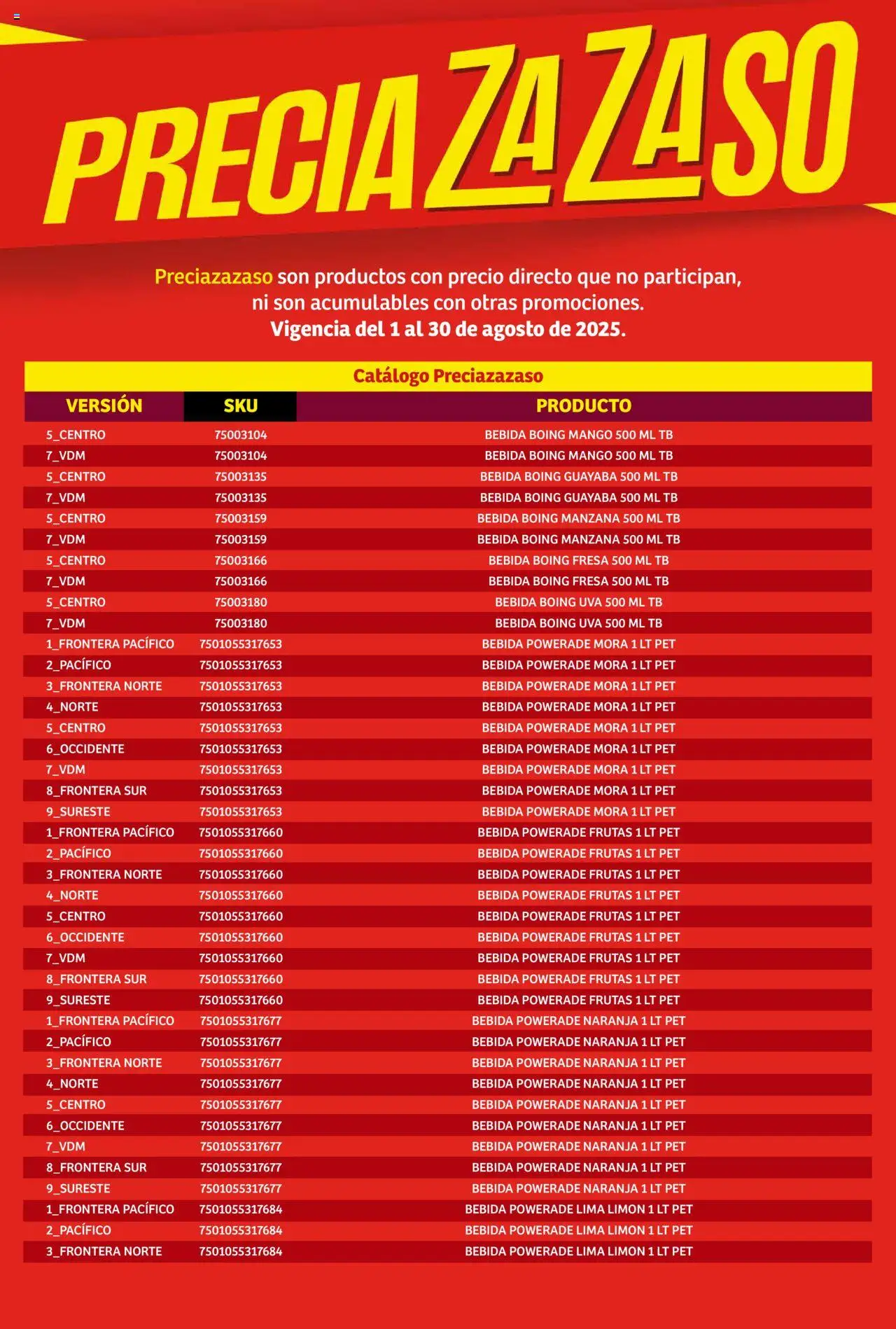 Nuevas ofertas de Soriana válidas en toda la República Mexicana desde el 01.08.2025. ¡Encuentra las mejores ofertas en Soriana - Catálogo Preciazazaso Mercado Nacional! | Página: 1 | Productos: Manzana, Lima, Mango, Uva