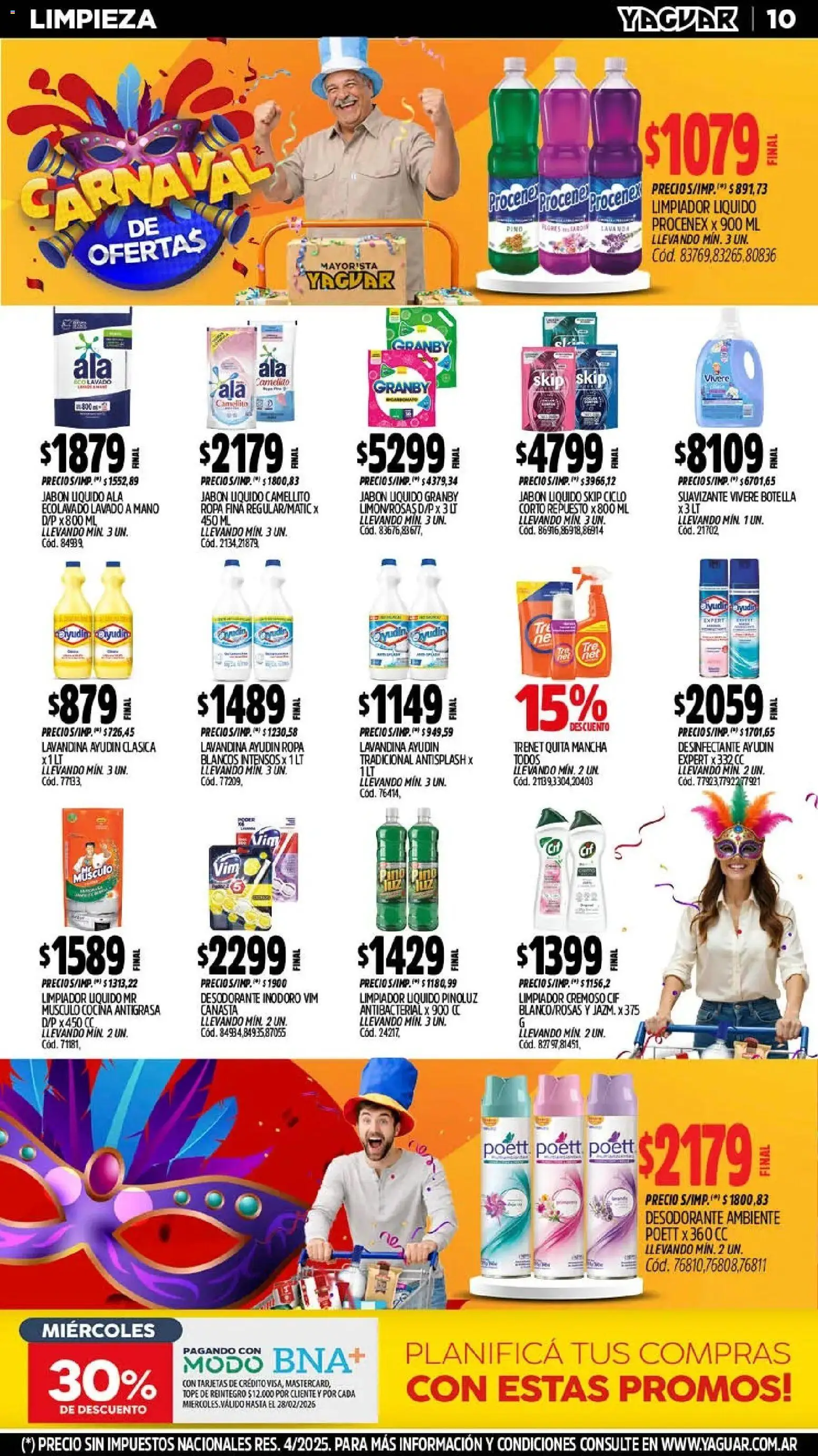 Yaguar - Oferta Semanal Neuquen │ válido desde el 16.02.2026 | Página: 10 | Productos: Desinfectante, Cocina, Inodoro, Canasta