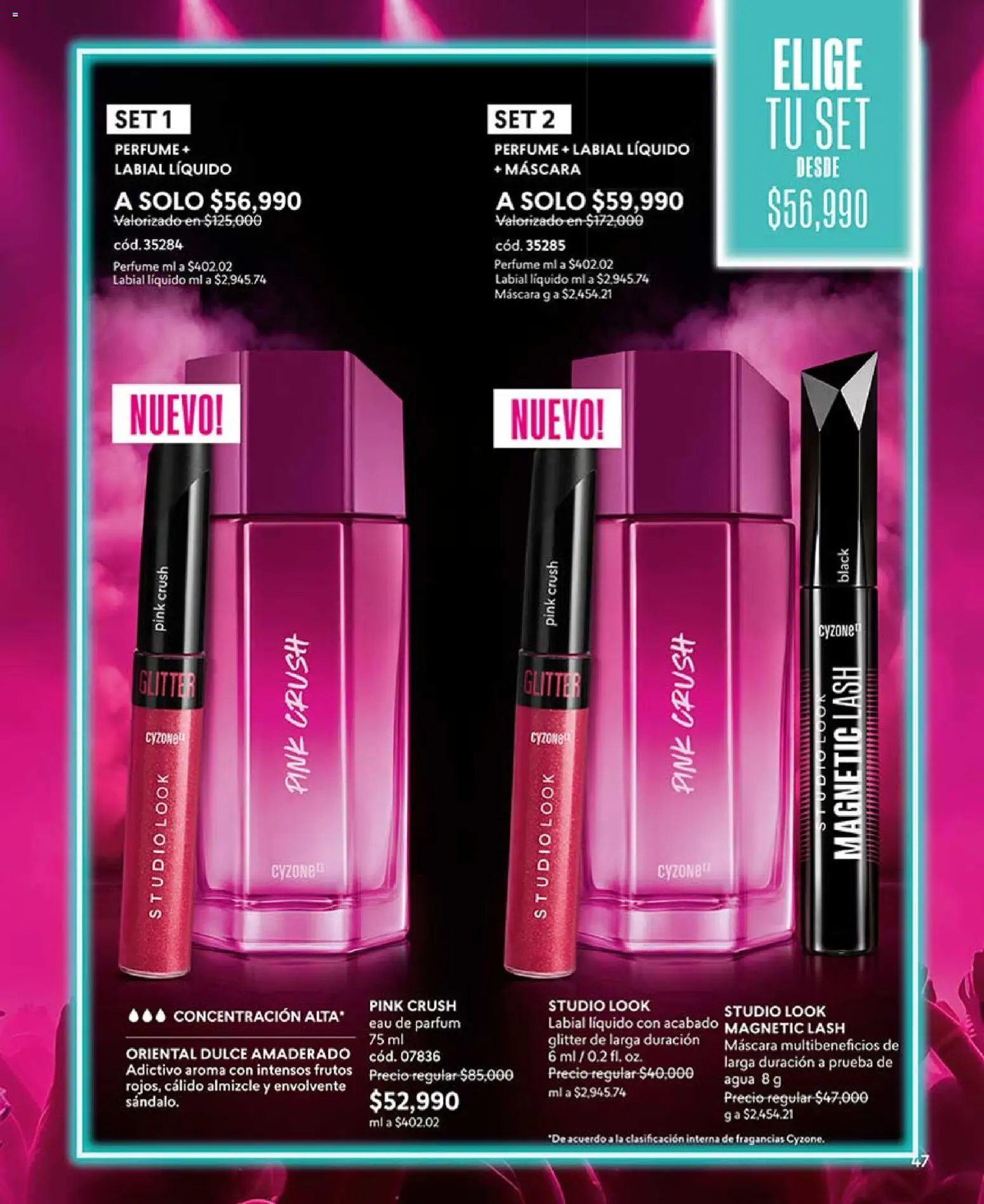 CyZone revista - valida desde el 03.04.2026 | Página: 47 | Productos: Agua, Glitter, Perfume, Máscara