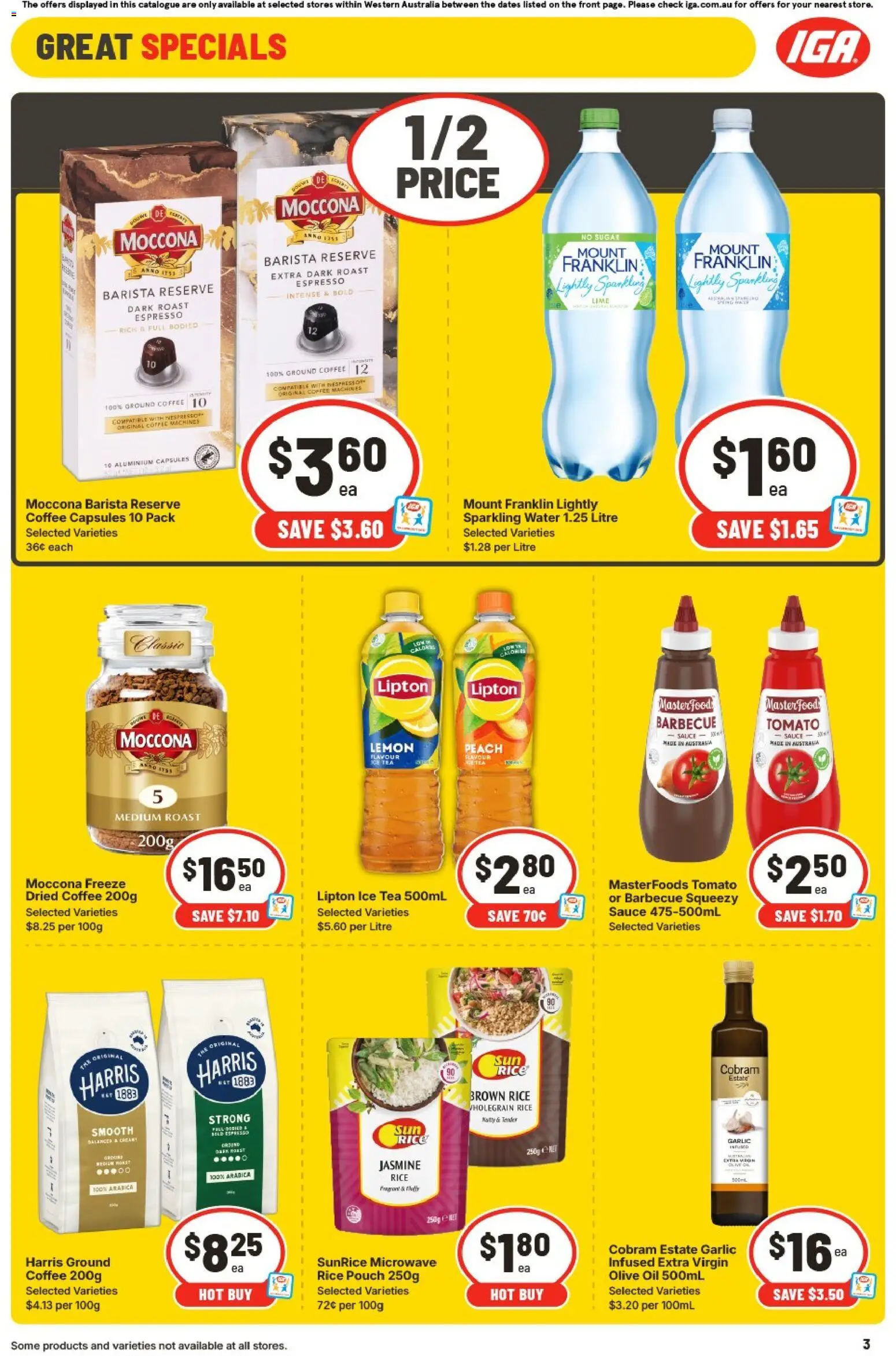 IGA catalogue - valid from 28.01.2026 | Page: 3 | Products: Tea, Water, Sauce, Lime