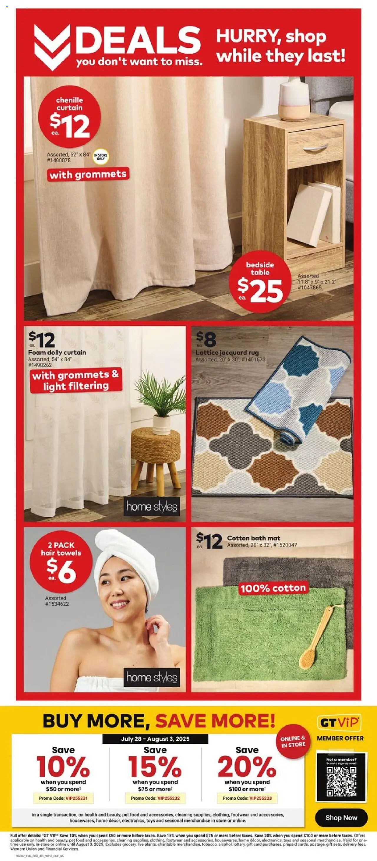 Giant Tiger flyer valid from 30.07.2025 | Page: 7 | Products: Bedside table, Table, Bath
