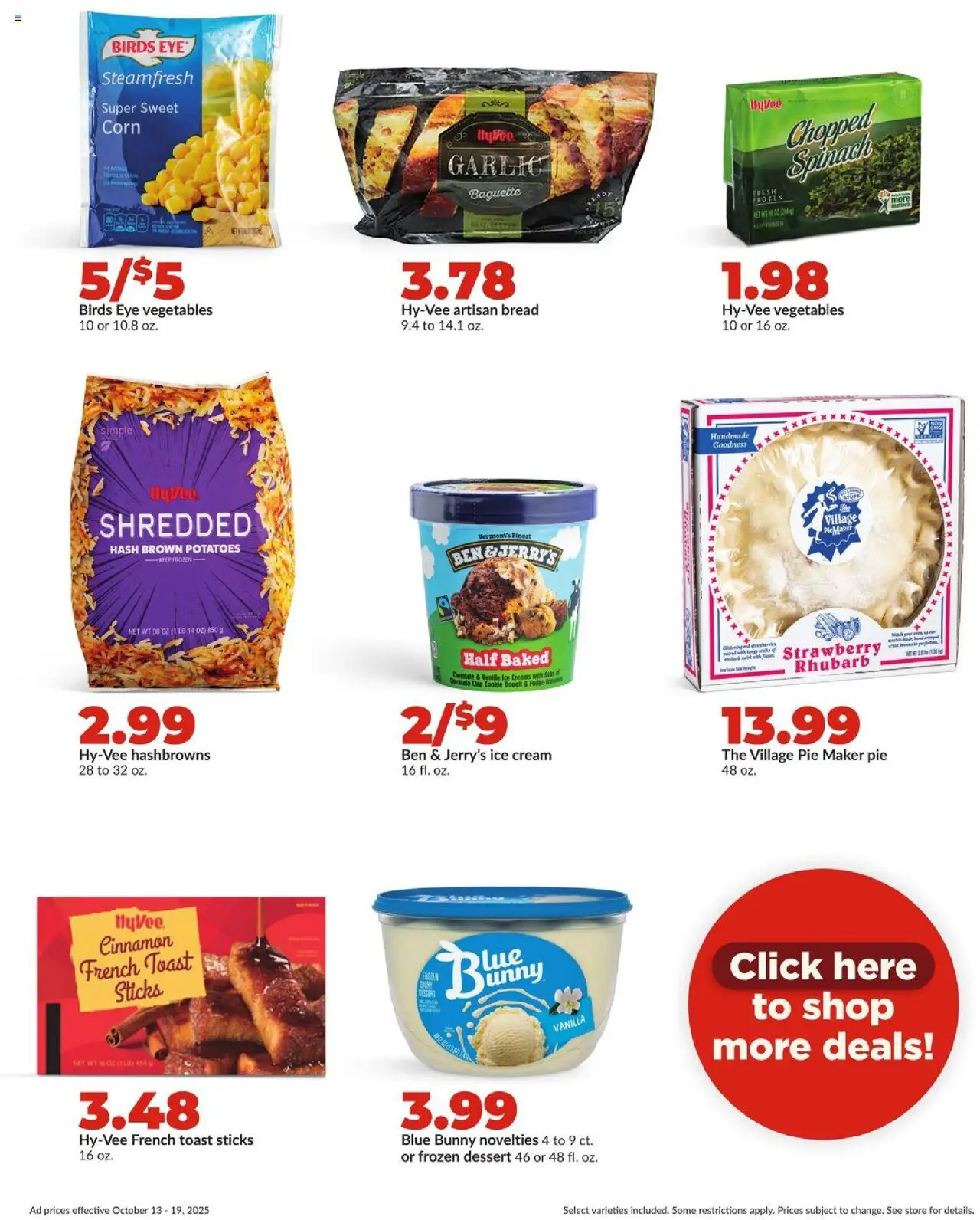 HyVee Weekly Ad - valid from 13.10.2025 | Page: 27 | Products: Spinach, Ice cream, Potatoes, Vegetables