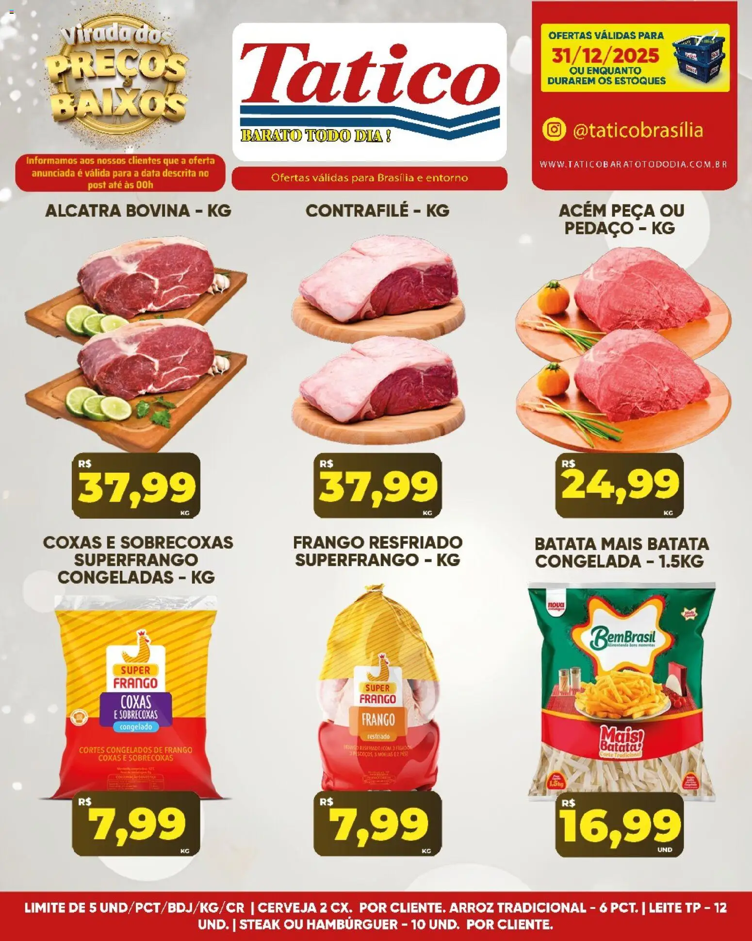 Tatico Folheto - válido de 31.12.2025 | Página: 15 | Produtos: Acém, Alcatra, Leite, Hambúrguer