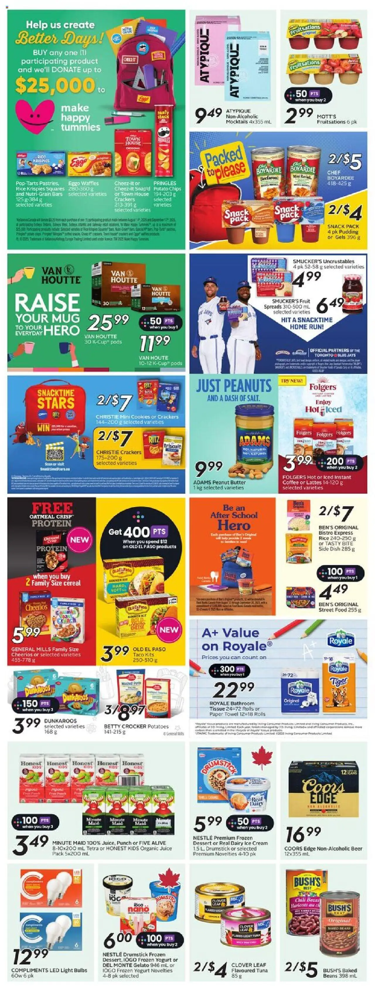 Sobeys flyer valid from 14.08.2025 | Page: 22 | Products: Cream, Ice cream, Butter, Juice