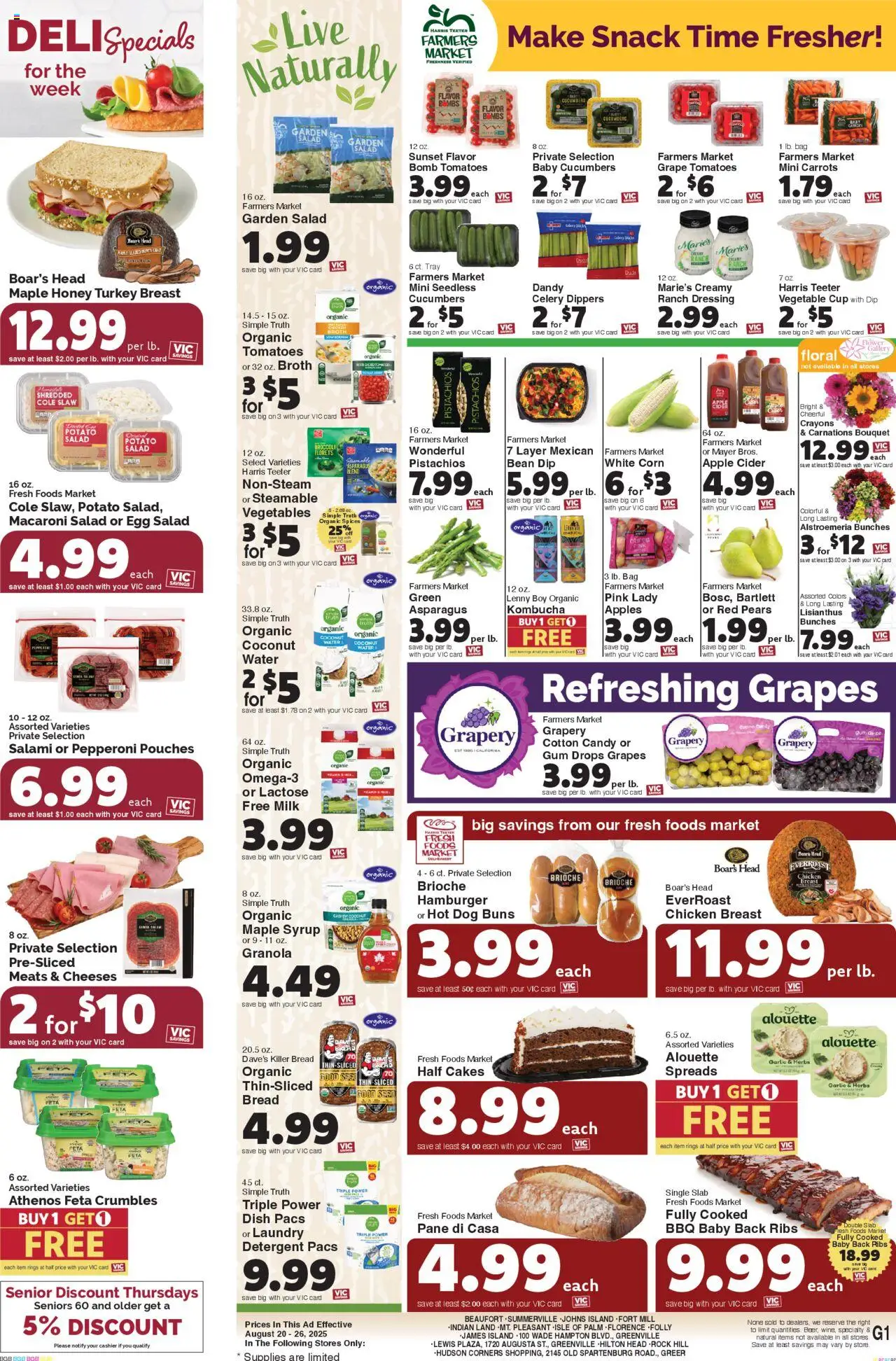 Harris Teeter Weekly Ad - SC - valid from 20.08.2025 | Page: 12 | Products: Cider, Milk, Coat, Grapes