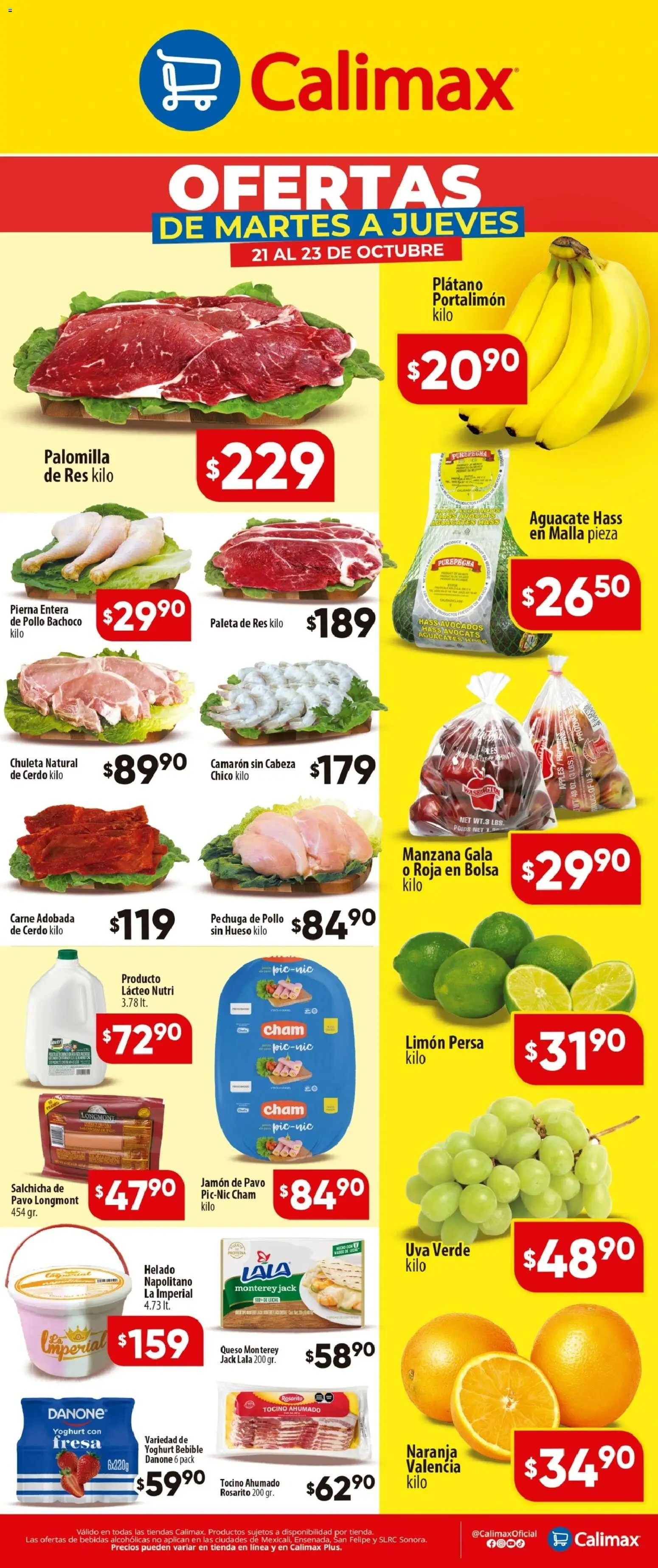 Nuevas ofertas de Calimax válidas en toda la República Mexicana desde el 21.10.2025. ¡Encuentra las mejores ofertas en Calimax folleto ! | Página: 1 | Productos: Pollo, Salchicha, Limón, Malla