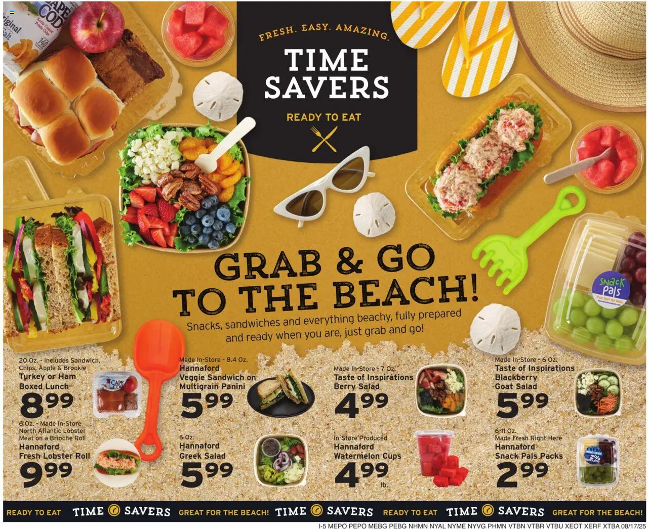 Hannaford Weekly Ad - valid from 17.08.2025 | Page: 13 | Products: Ham, Chips, Salad, Watermelon