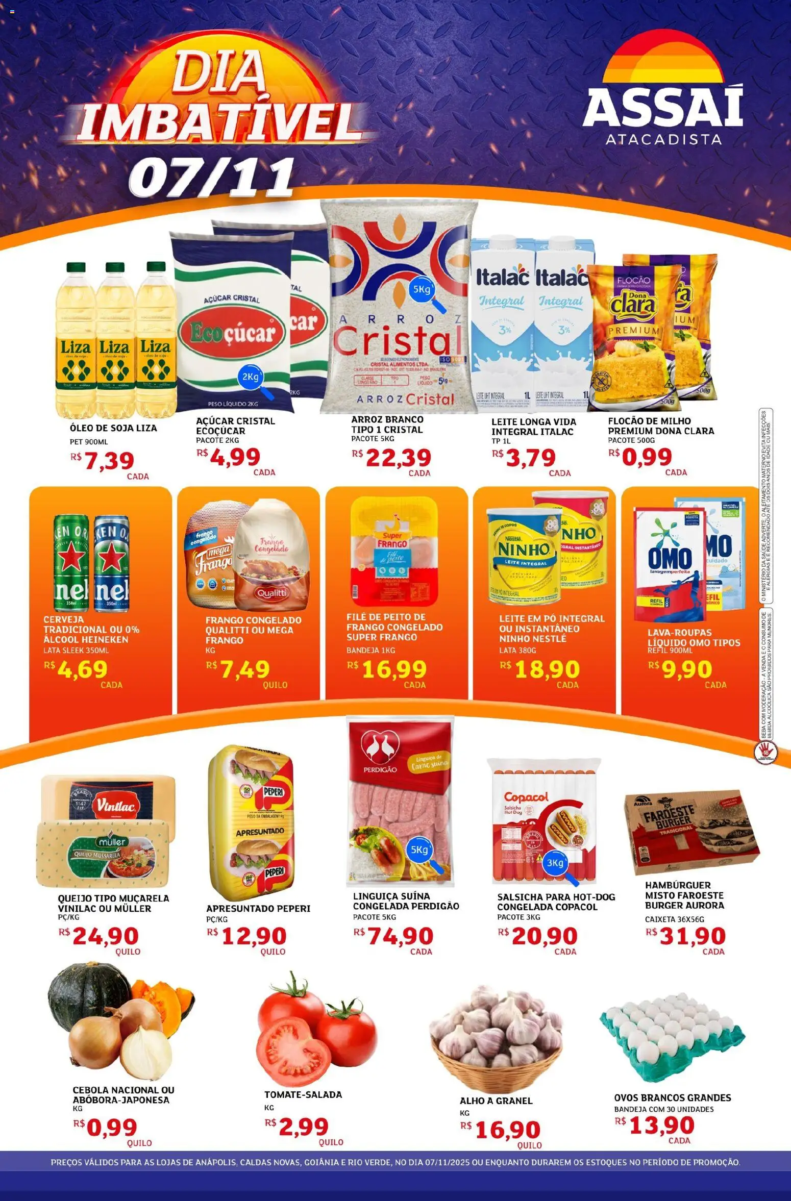 Assaí Atacadista Folheto - válido de 07.11.2025 | Página: 1 | Produtos: Linguiça, Leite, Óleo, Bandeja