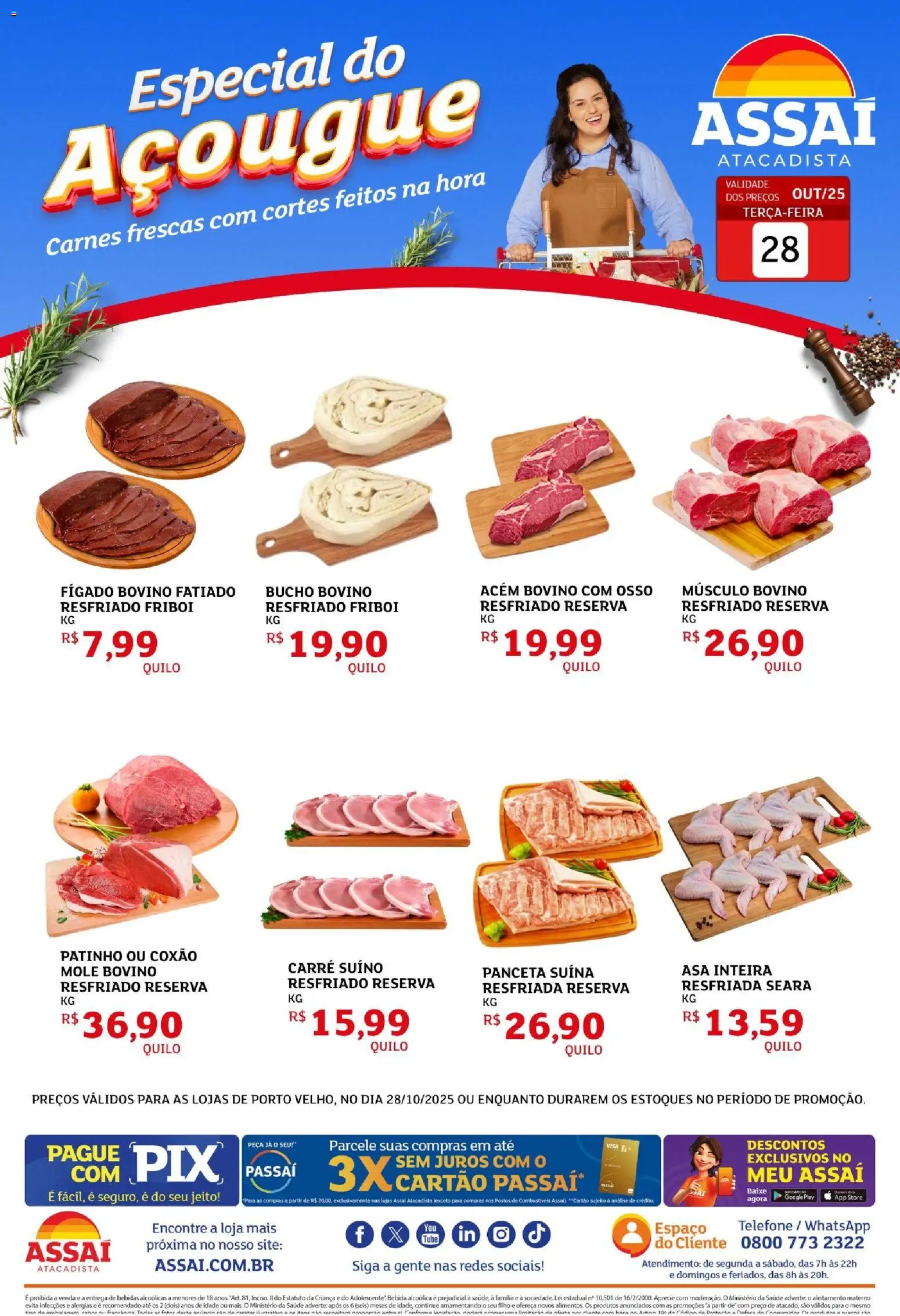 Assaí Atacadista Folheto - válido de 28.10.2025 | Página: 1 | Produtos: Acém, Bebida, Telefone