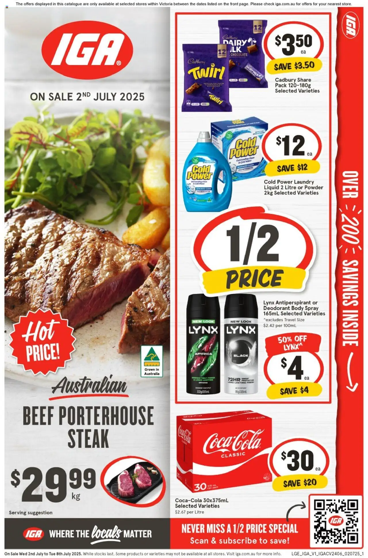 IGA catalogue - valid from 02.07.2025 | Page: 1 | Products: Dairy, Chocolate, Antiperspirant, Steak