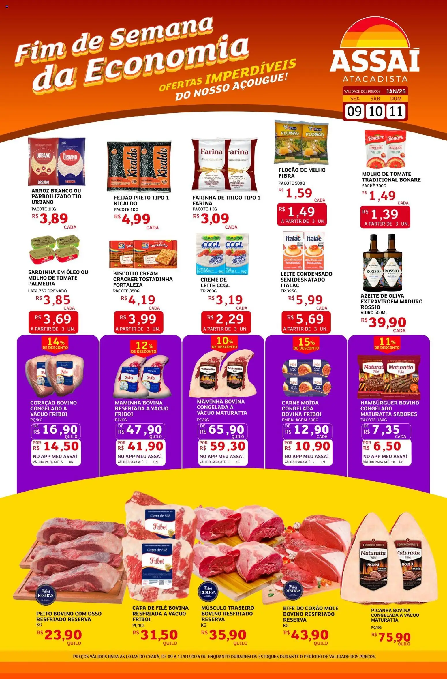 Assaí Atacadista Folheto - válido de 09.01.2026 | Página: 1 | Produtos: Leite, Óleo, Creme, Sardinha
