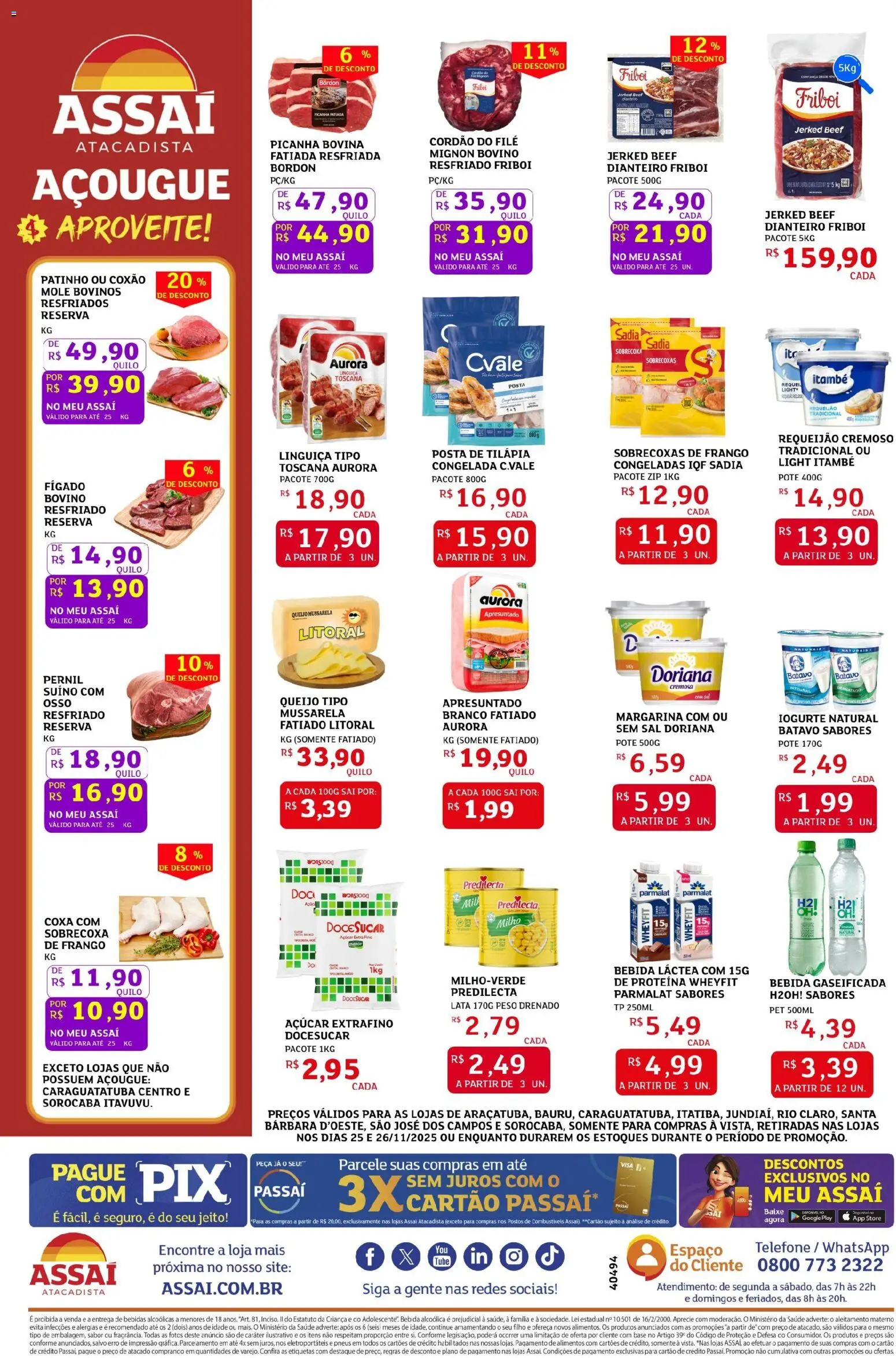 Assaí Atacadista Folheto - válido de 25.11.2025 | Página: 2 | Produtos: Picanha, Pernil, Tilápia, Pneus