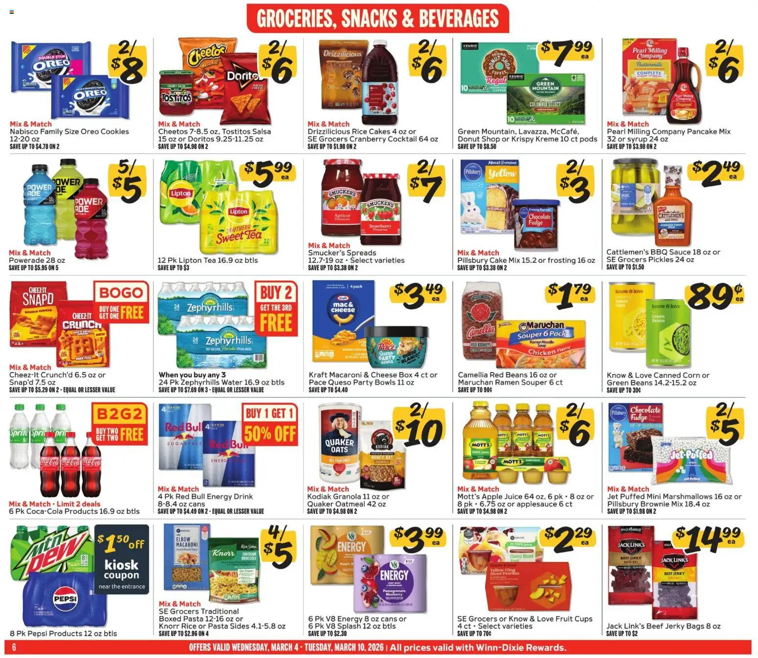 Winn Dixie Weekly Ad - valid from 04.03.2026 | Page: 6 | Products: Coffee, Chocolate, Beef, Cookies