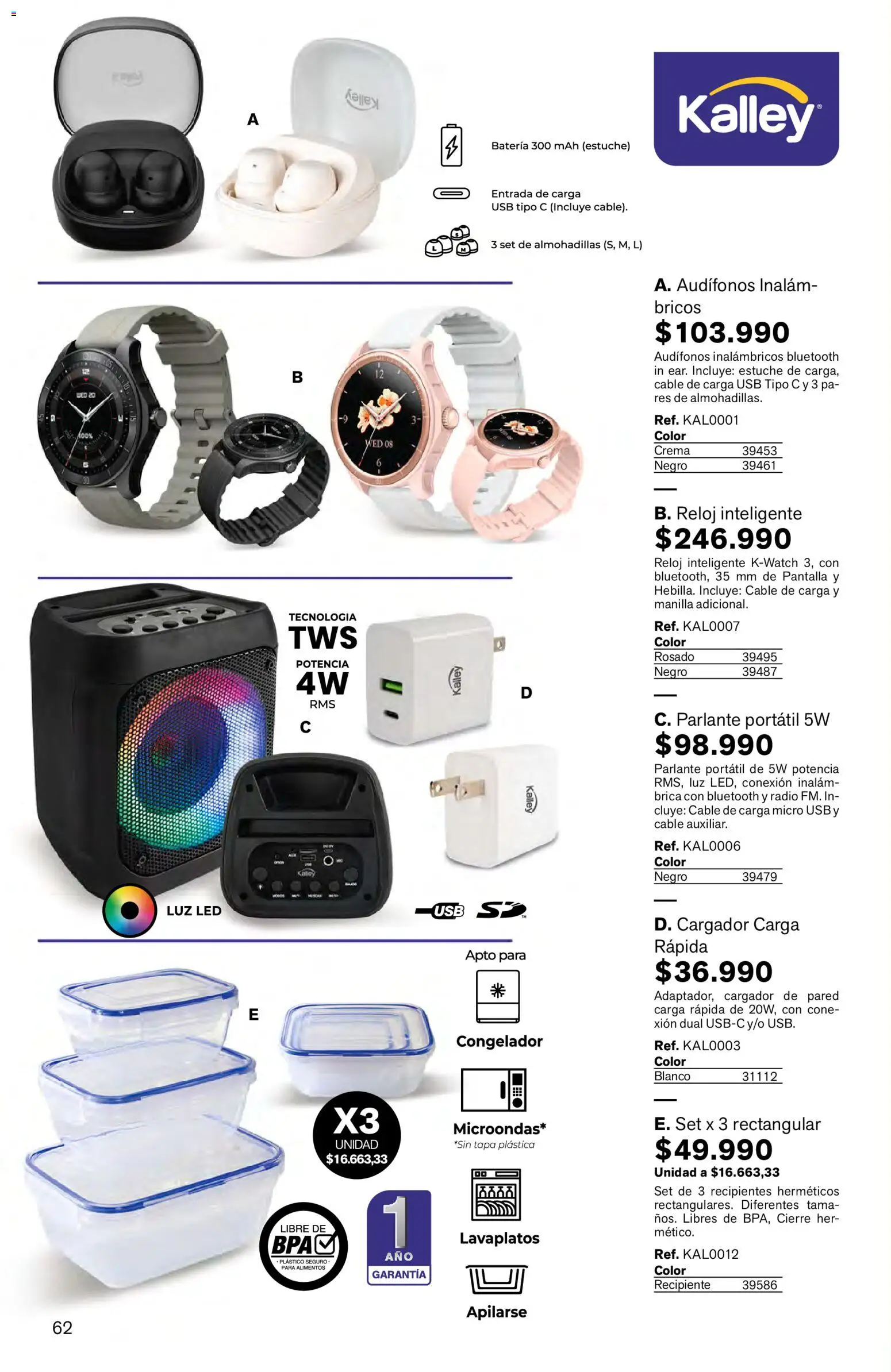 Leonisa revista - valida desde el 16.03.2026 | Página: 62 | Productos: Reloj, Audífonos, Usb, Congelador