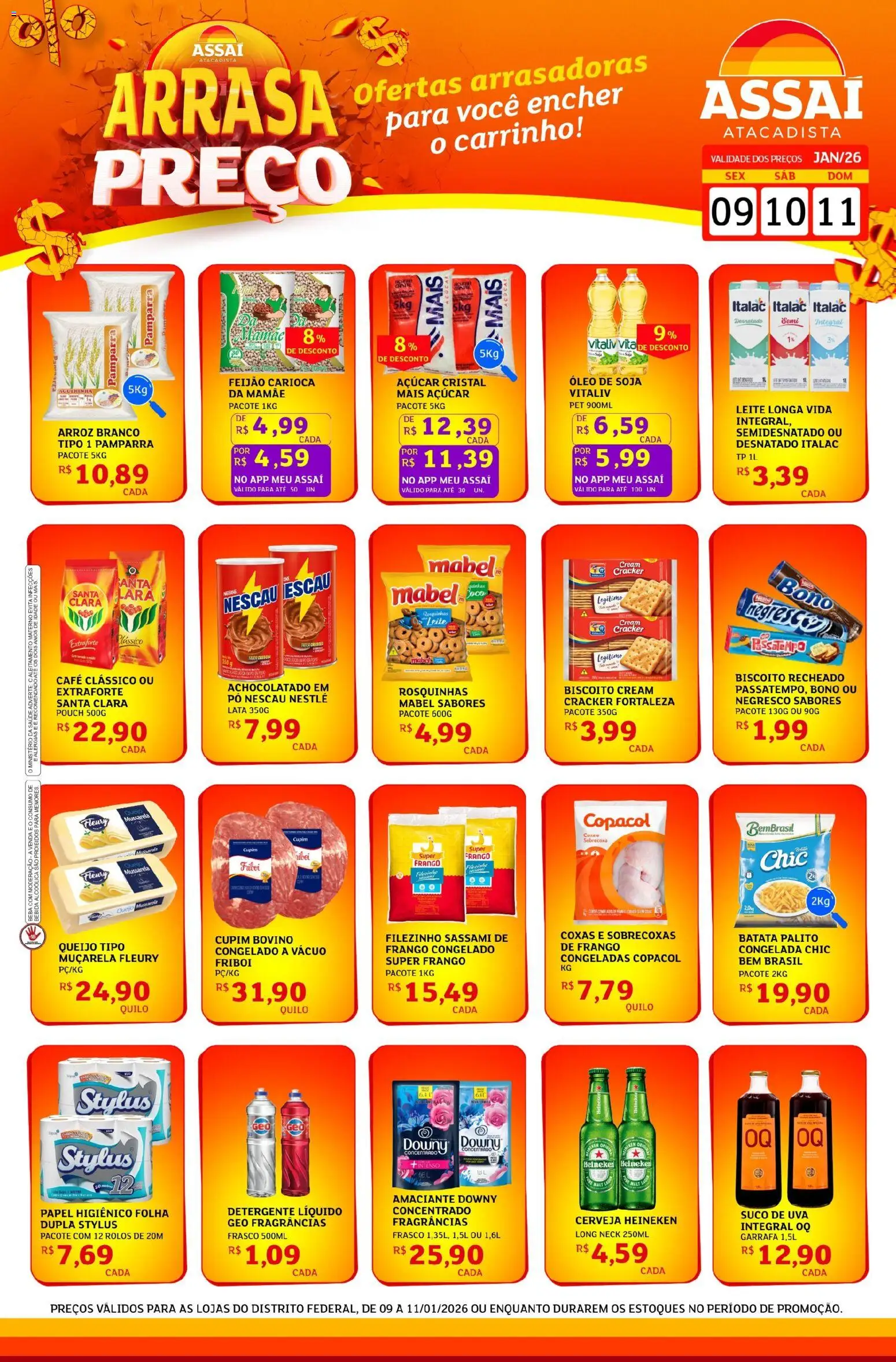 Assaí Atacadista Folheto - válido de 09.01.2026 | Página: 1 | Produtos: Queijo, Café, Suco, Cream cracker