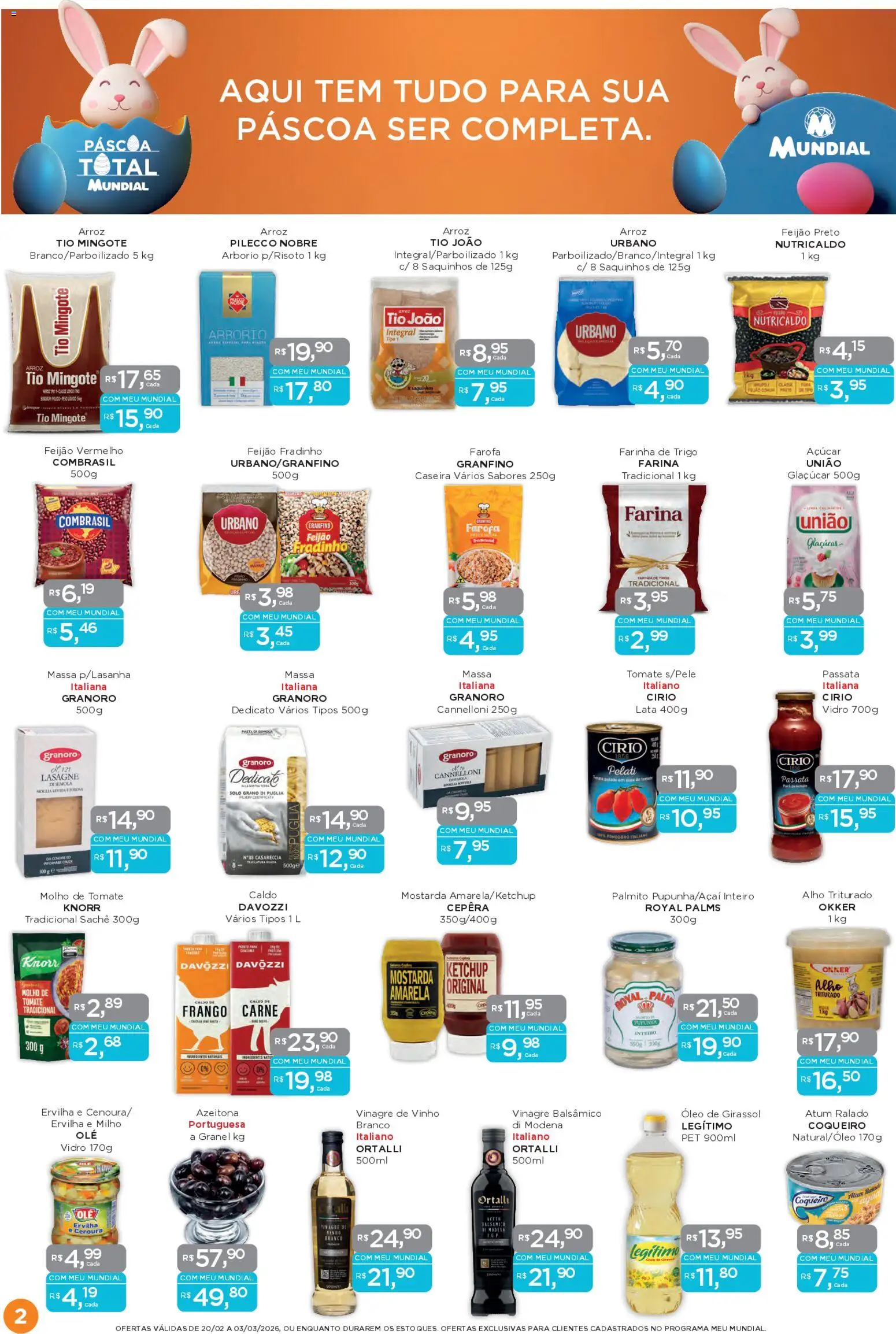 Mundial Folheto - válido de 20.02.2026 | Página: 2 | Produtos: Molho de tomate, Vinagre balsâmico, Vinho, Óleo de girassol