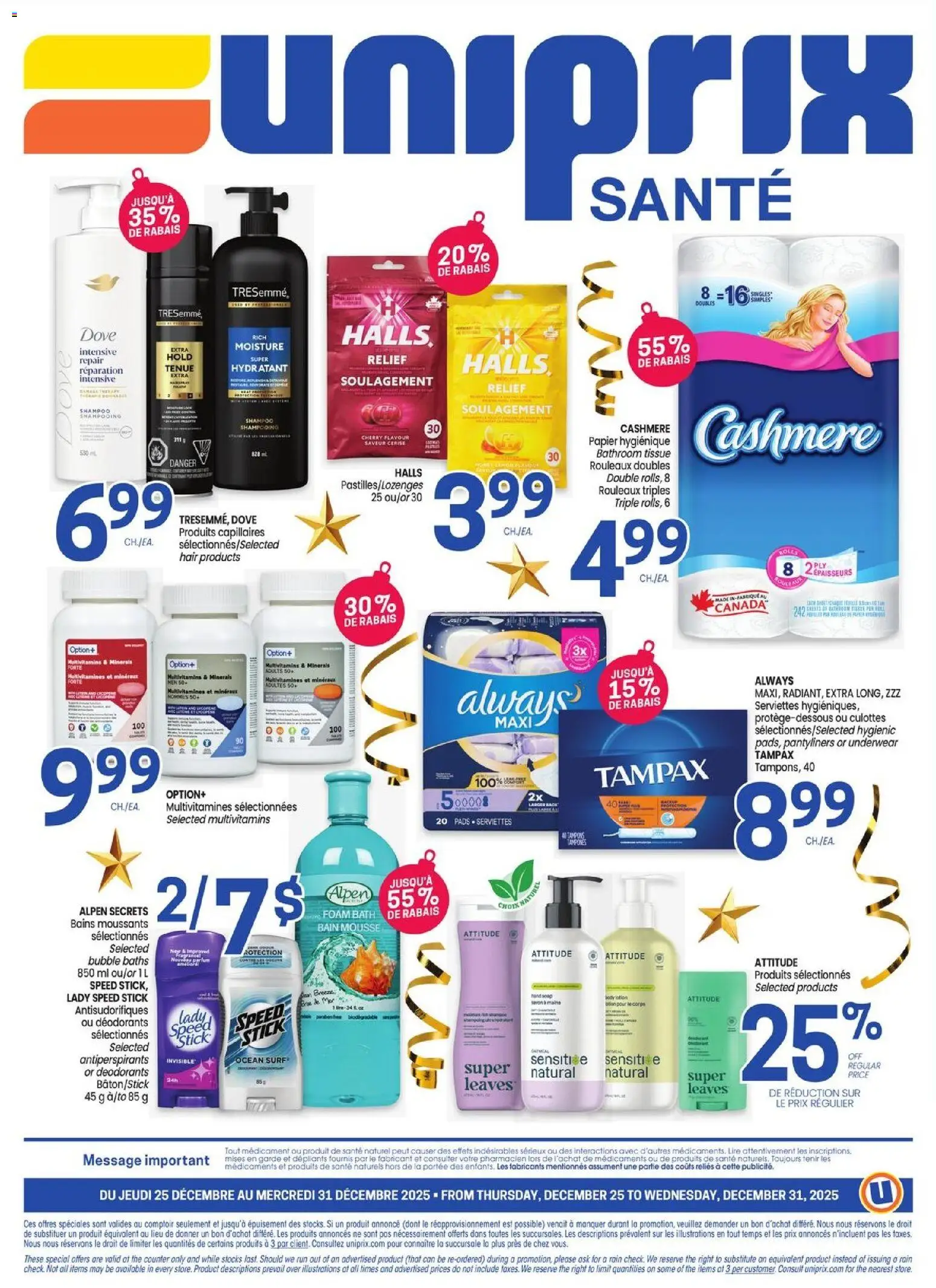 Uniprix flyer valid from 25.12.2025 | Page: 4 | Products: Shampoo, Bath, Underwear