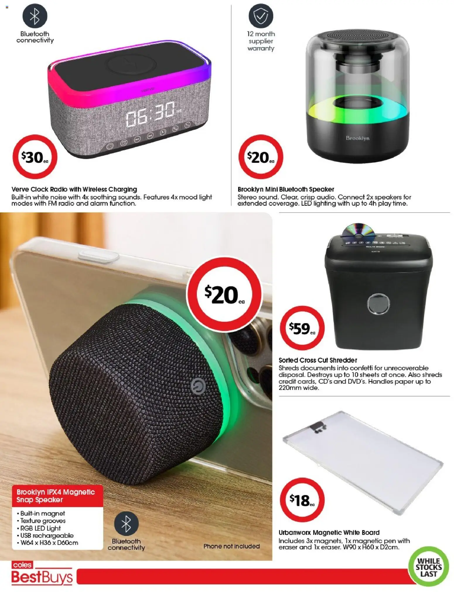 Coles catalogue - valid from 16.01.2026 | Page: 5 | Products: Clock, Phone, Radio, Shredder