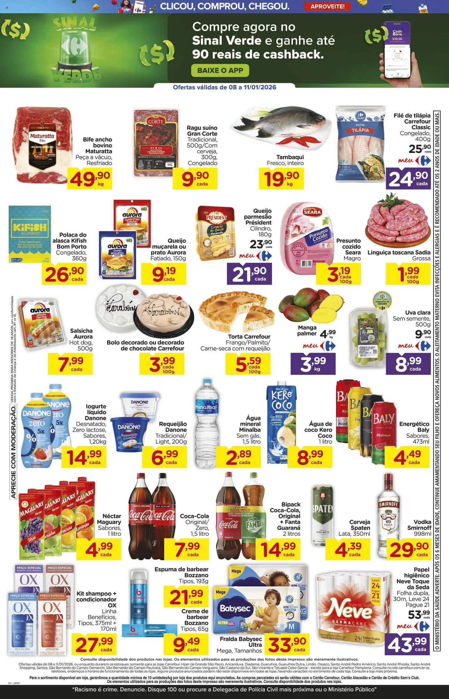 Carrefour Folheto - válido de 08.01.2026 | Página: 2 | Produtos: Shampoo, Espuma de barbear, Salsicha, Linguiça