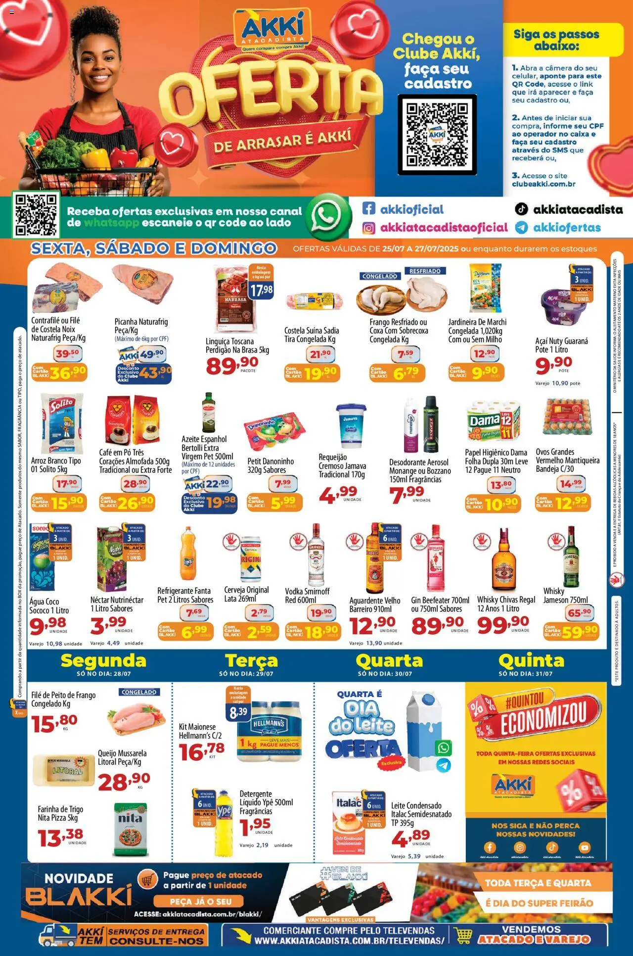 Akki Atacadista Folheto - válido de 25.07.2025 | Página: 1 | Produtos: Whisky, Detergente, Arroz, Bandeja
