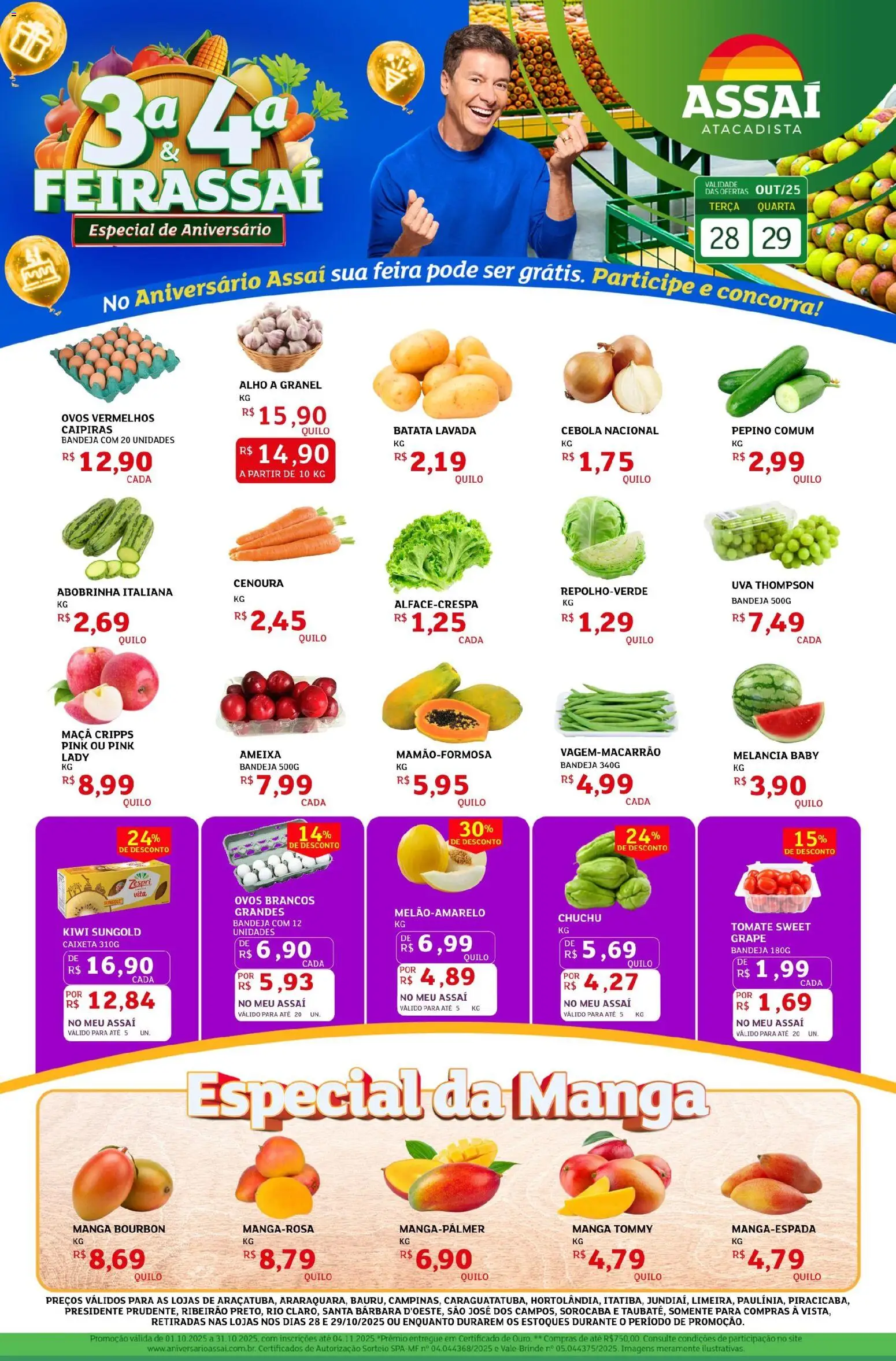 Assaí Atacadista Folheto - válido de 28.10.2025 | Página: 1 | Produtos: Melancia, Abobrinha, Bourbon, Batata