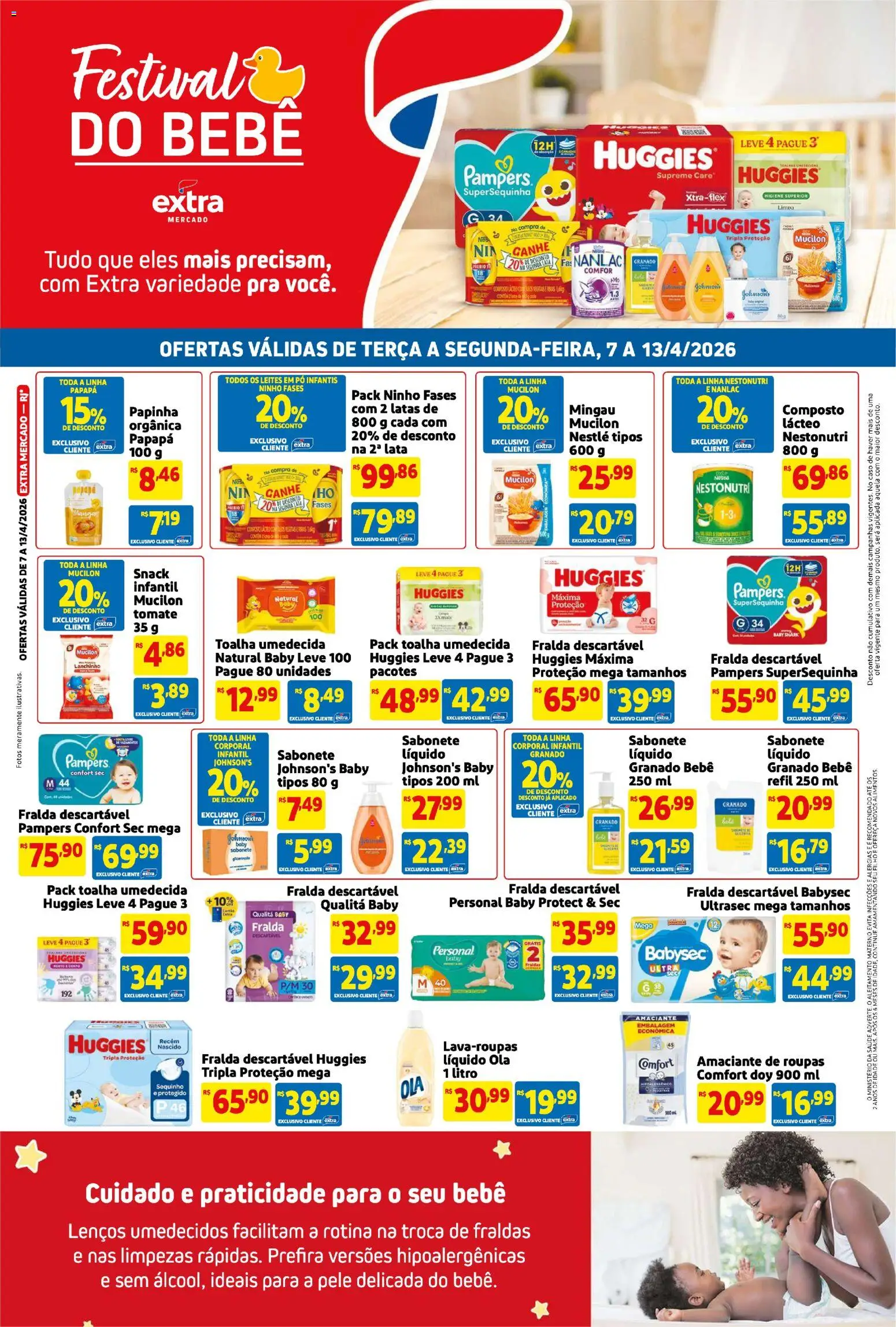 Extra Folheto - válido de 07.04.2026 | Página: 4 | Produtos: Amaciante de roupas, Sabonete, Papinha, Amaciante