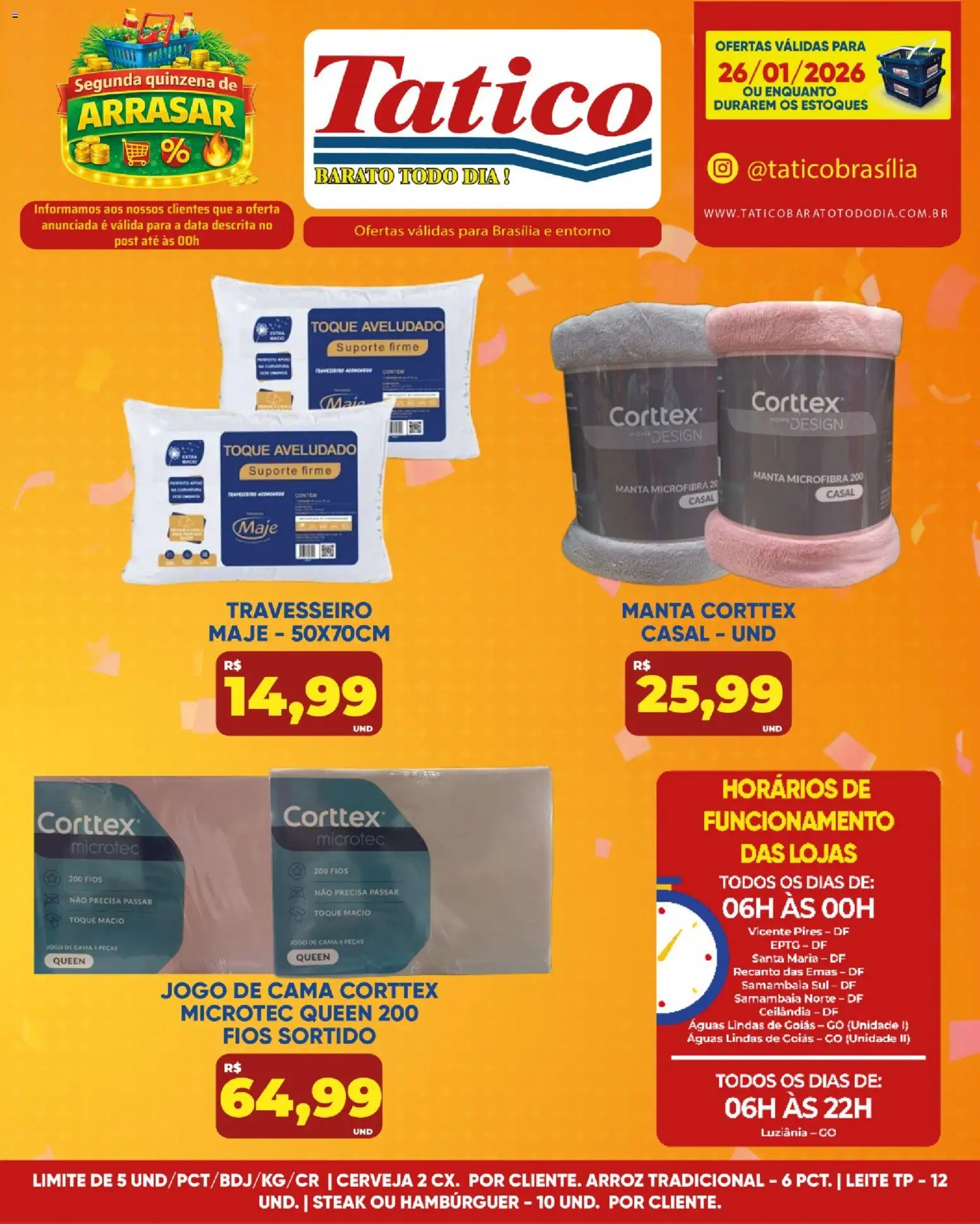 Tatico Folheto - válido de 26.01.2026 | Página: 14 | Produtos: Cama, Cerveja, Arroz, Hambúrguer