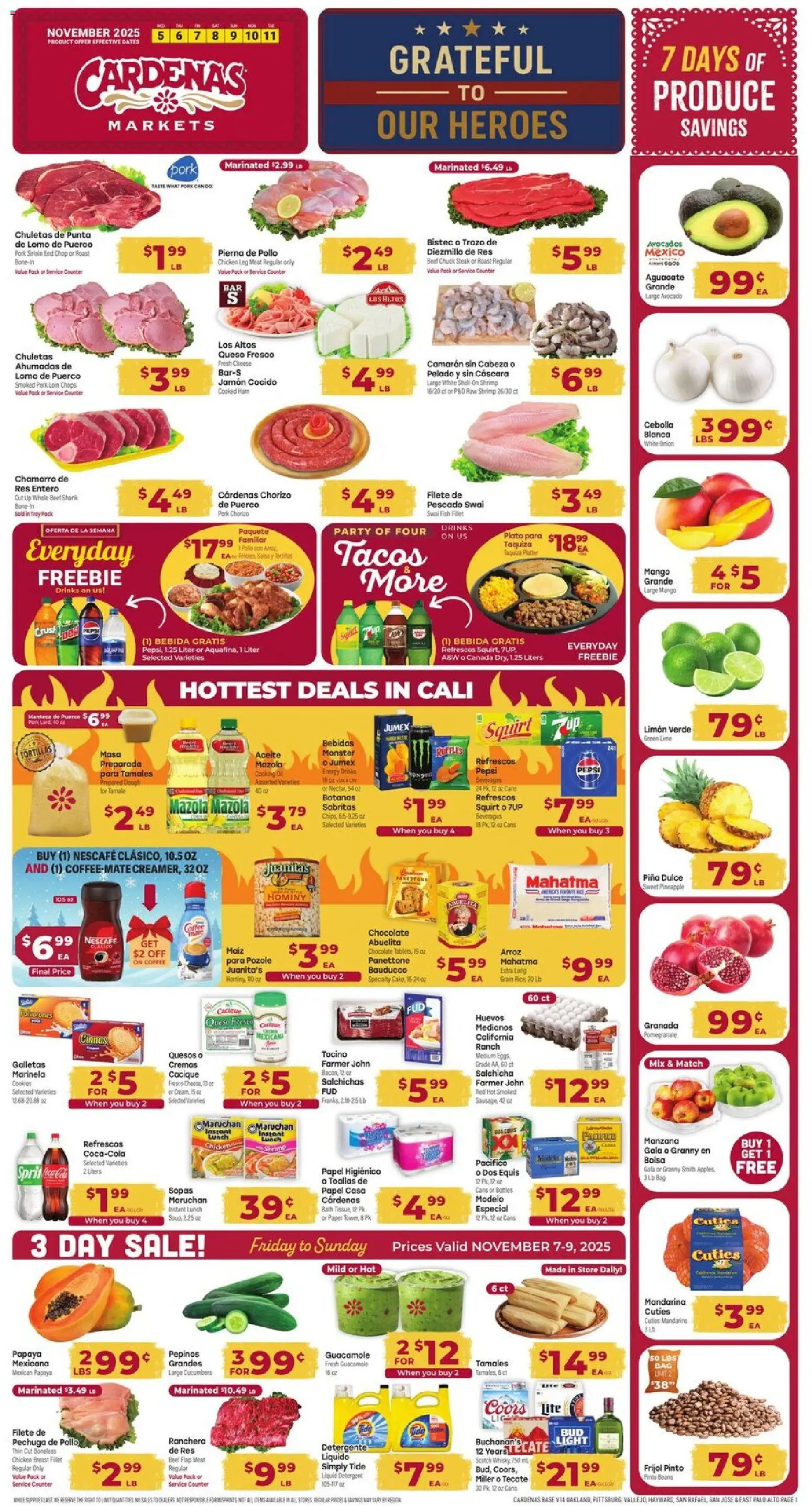 Cardenas Weekly Ad - valid from 05.11.2025 | Page: 1 | Products: Coffee, Pork, Detergent, Chips