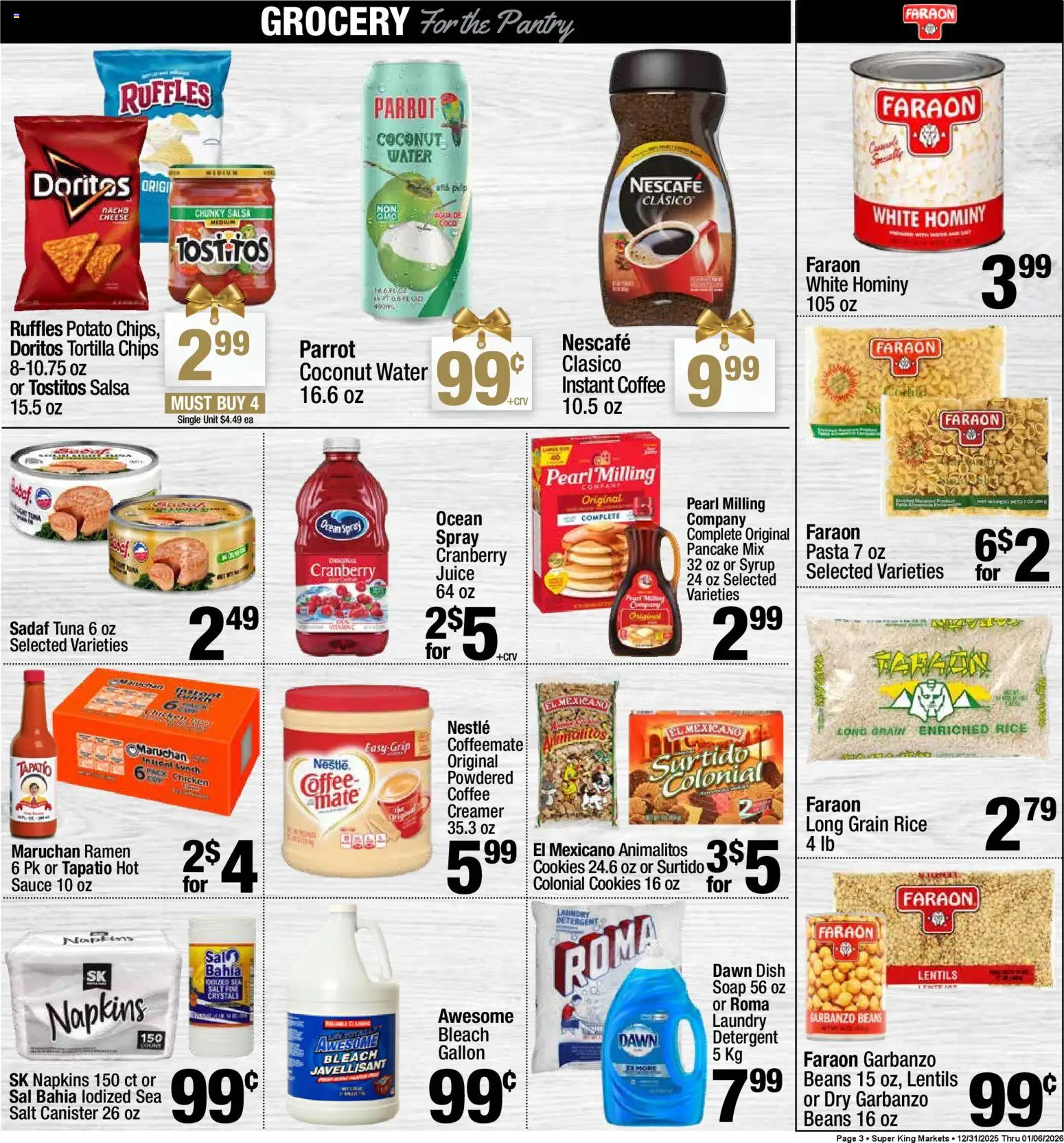 Super King - Weekly Ad - valid from 01.01.2026 | Page: 3 | Products: Pasta, Chips, Cookies, Sauce