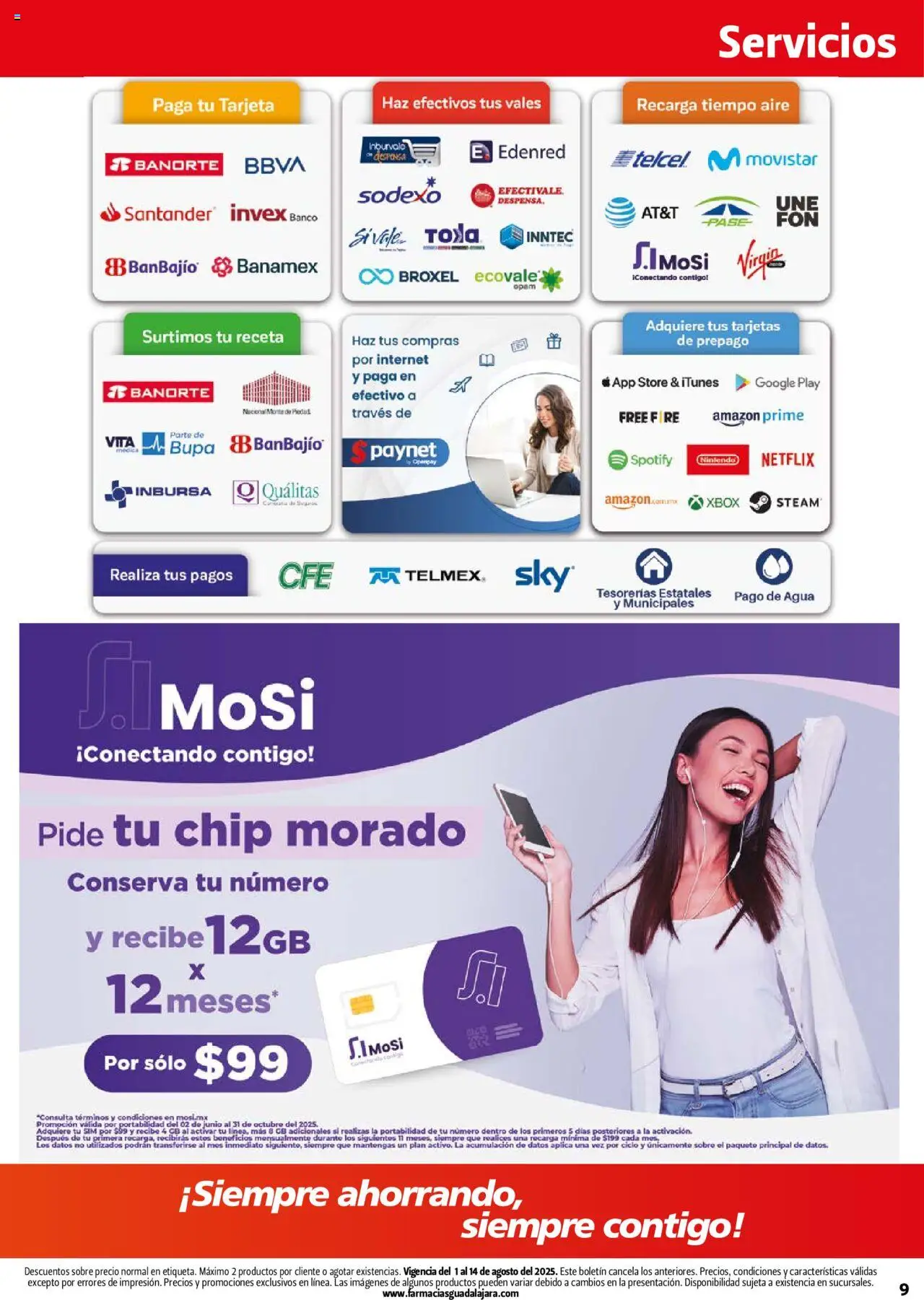 Nuevas ofertas de Farmacia Guadalajara válidas en toda la República Mexicana desde el 01.08.2025. ¡Encuentra las mejores ofertas en Farmacia Guadalajara - Catálogo! | Página: 9 | Productos: Agua, Banco, Sobre, Xbox