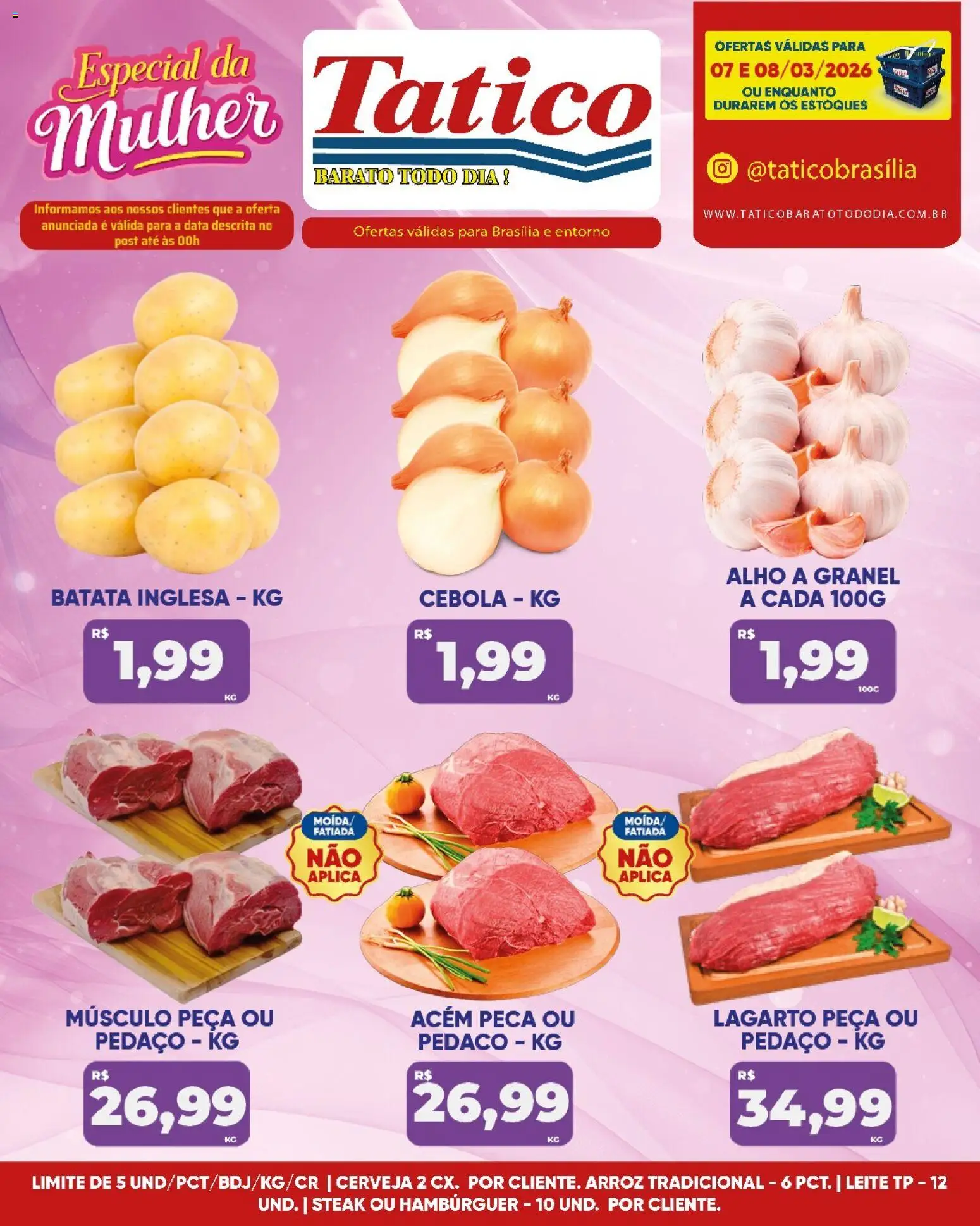 Tatico Folheto - válido de 09.03.2026 | Página: 26 | Produtos: Alho, Acém, Leite, Arroz