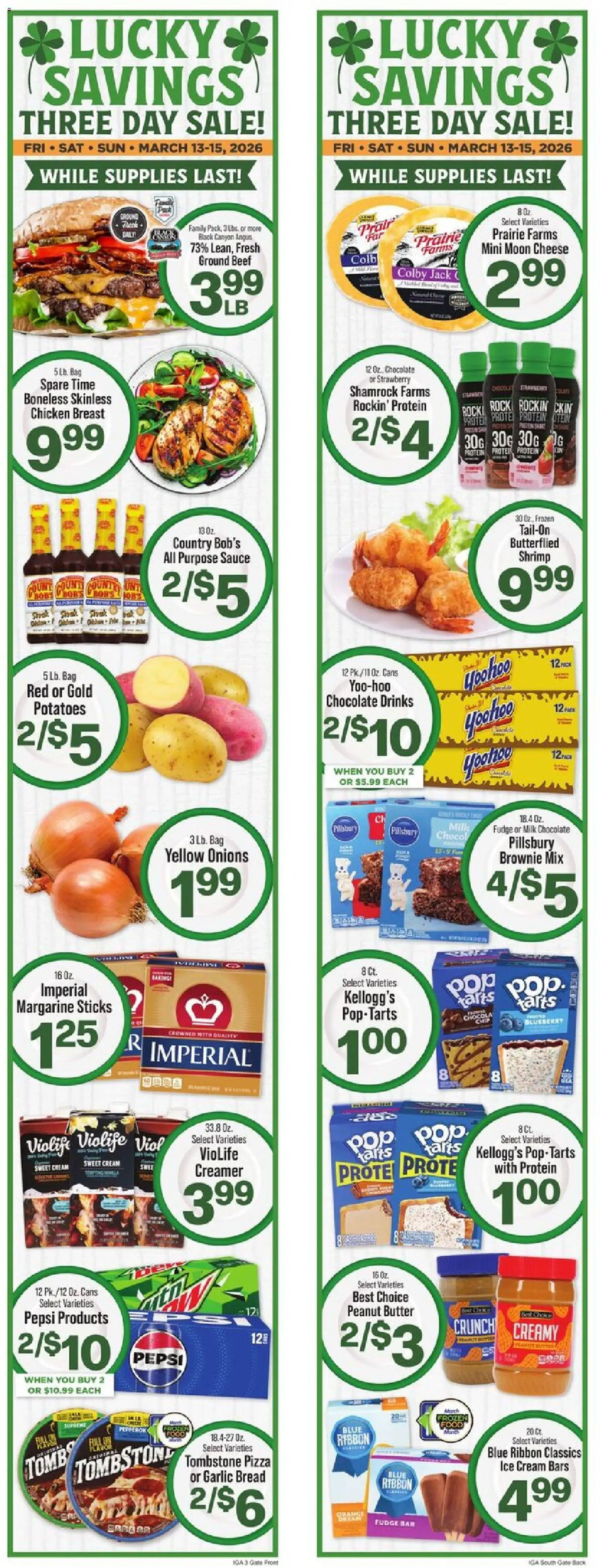 IGA Weekly Ad - valid from 11.03.2026 | Page: 2 | Products: Milk, Bread, Beef, Ice cream