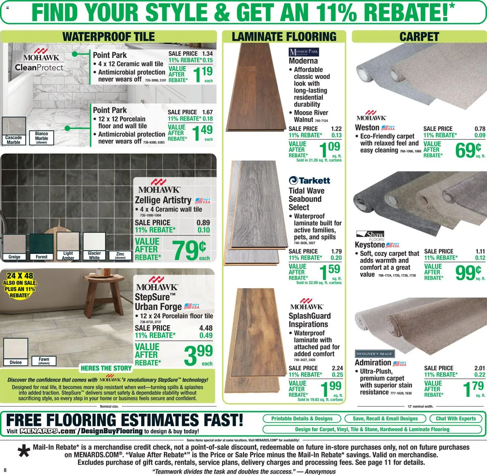 Menards Weekly Ad - valid from 25.02.2026 | Page: 11 | Products: Zinc, Carpet