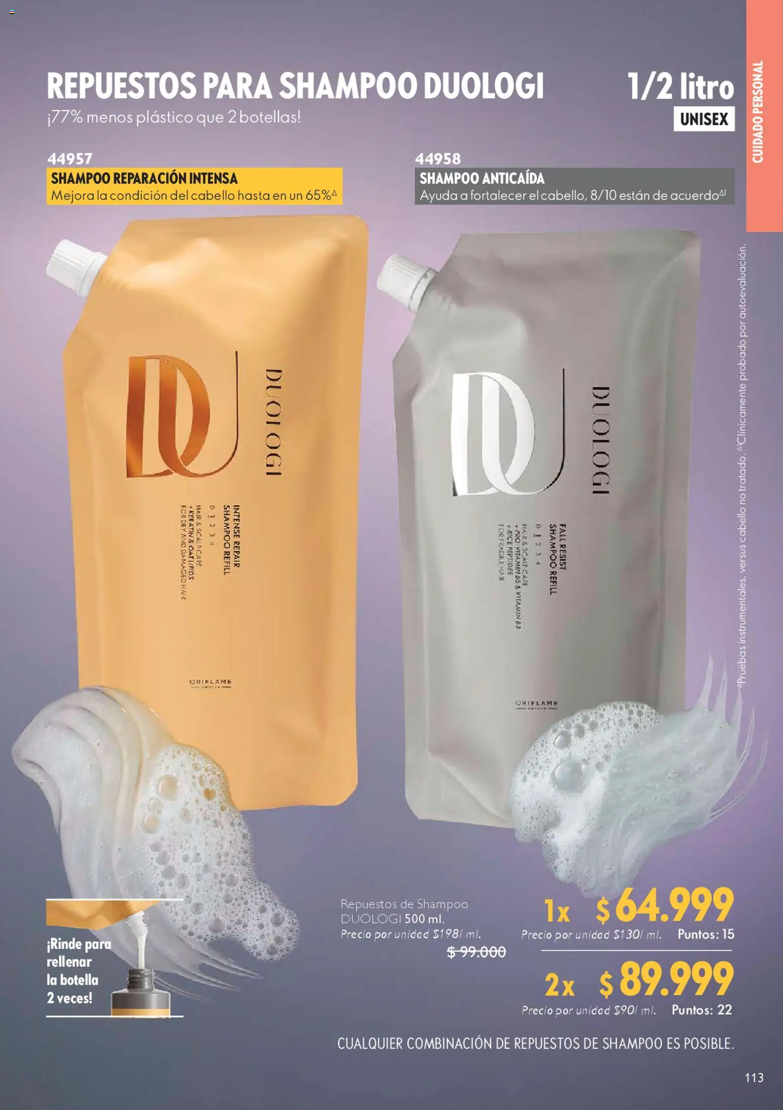 Oriflame revista - valida desde el 18.04.2026 | Página: 113 | Productos: Botella, Shampoo, Combinación