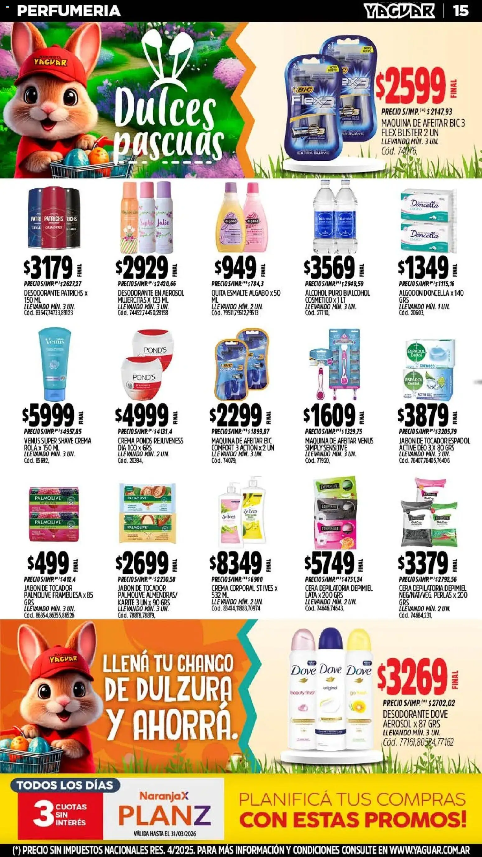 Yaguar - Oferta Semanal San Juan │ válido desde el 16.03.2026 | Página: 15 | Productos: Algodón, Maquina de afeitar, Jabón, Desodorante