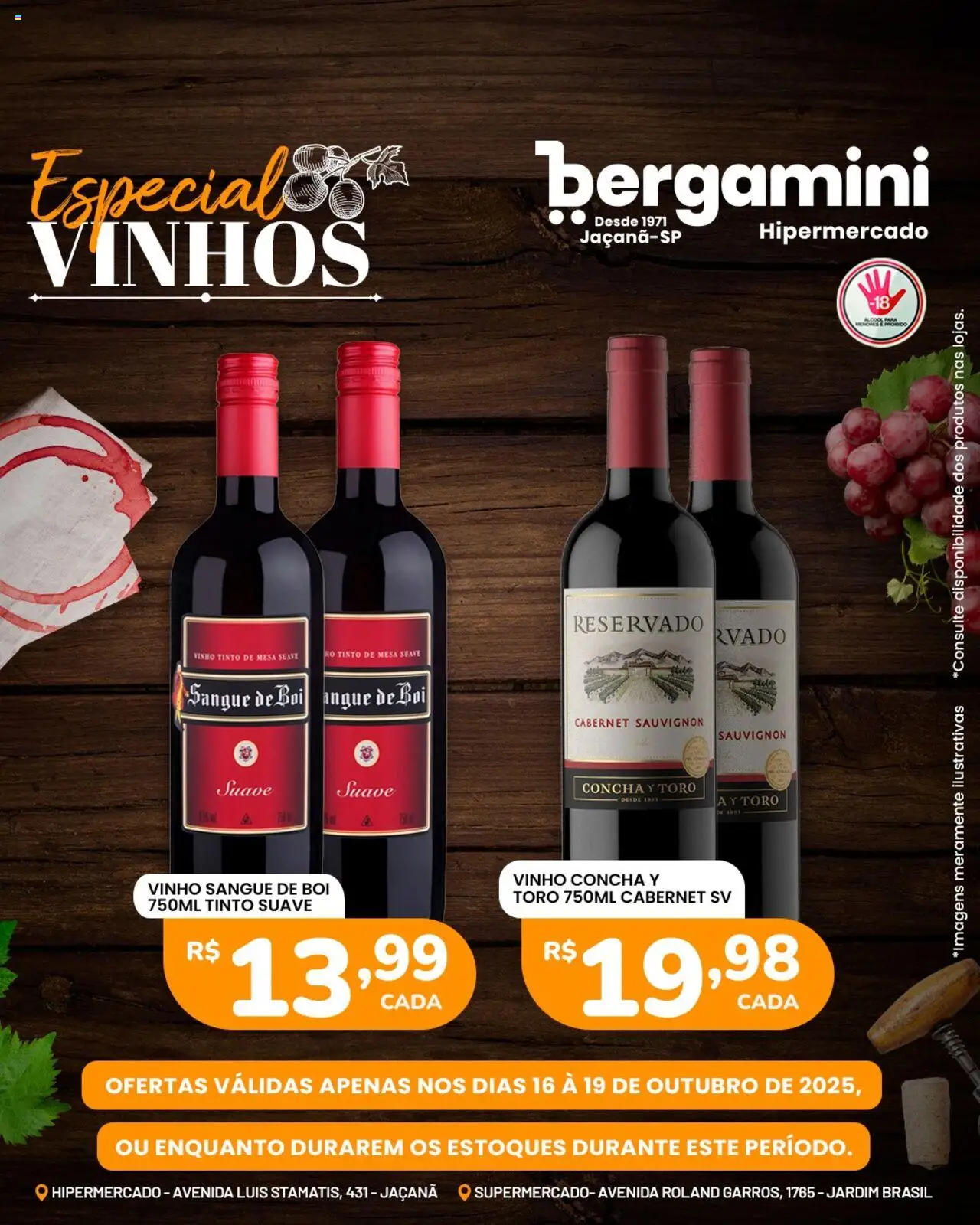 Supermercado Bergamini Folheto - válido de 16.10.2025 | Página: 1 | Produtos: Mesa, Vinho