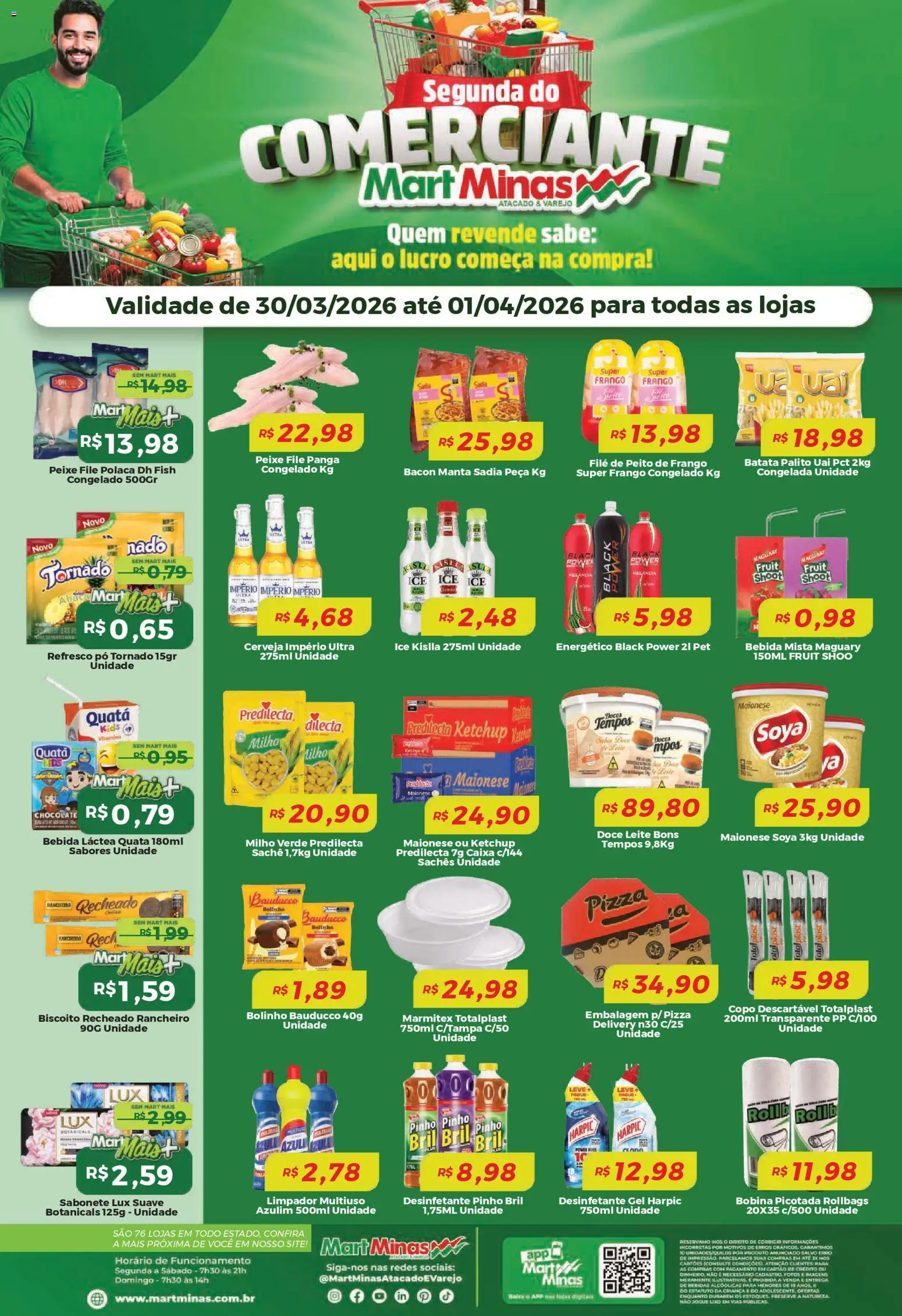 Mart Minas Folheto - válido de 30.03.2026 | Página: 1 | Produtos: Peixe, Ketchup, Frango, Maionese