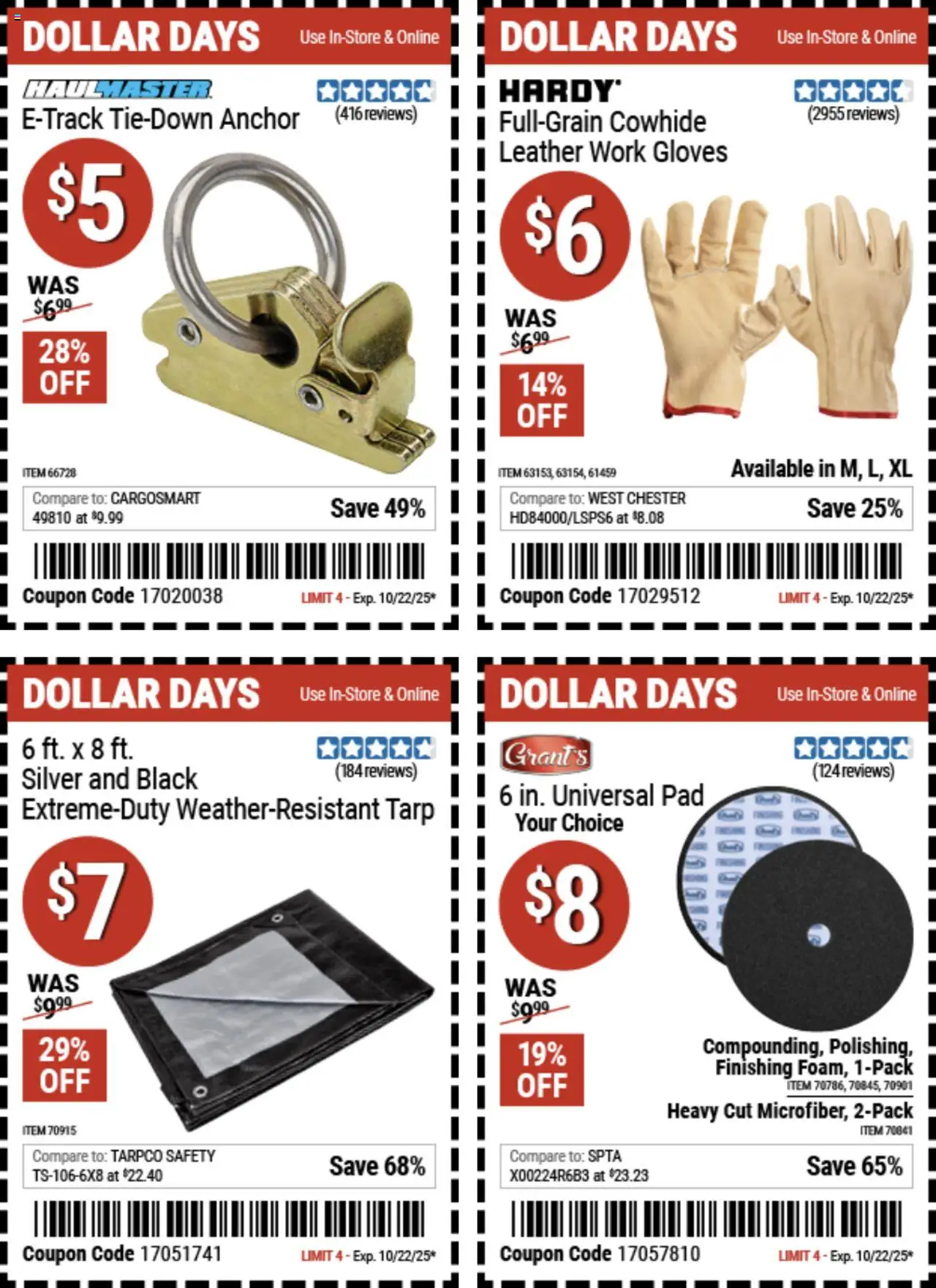 Harbor Freight Dollar Days - valid from 09.10.2025 | Page: 5 | Products: Anchor, Gloves